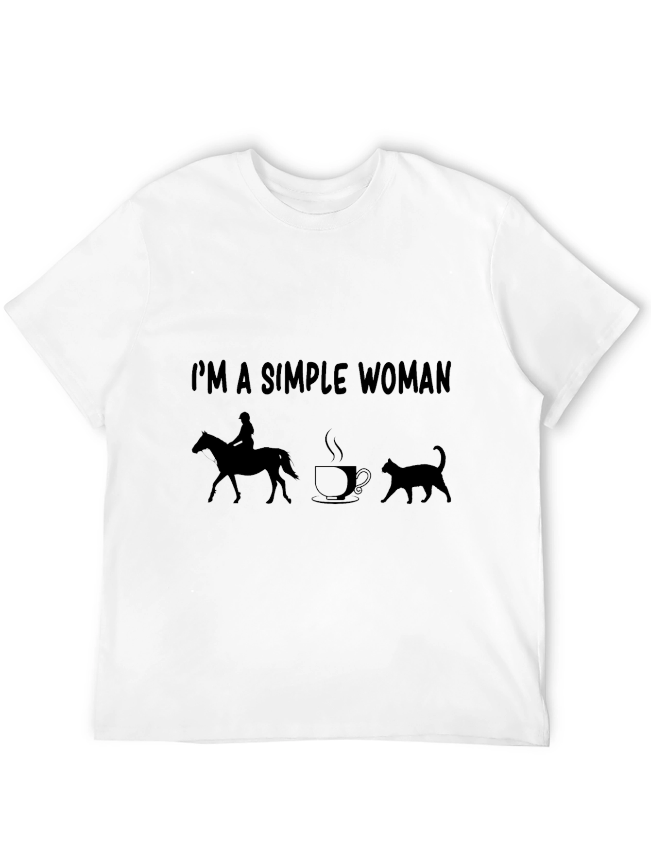 Simple Woman Horse Coffee Cat T-Shirt