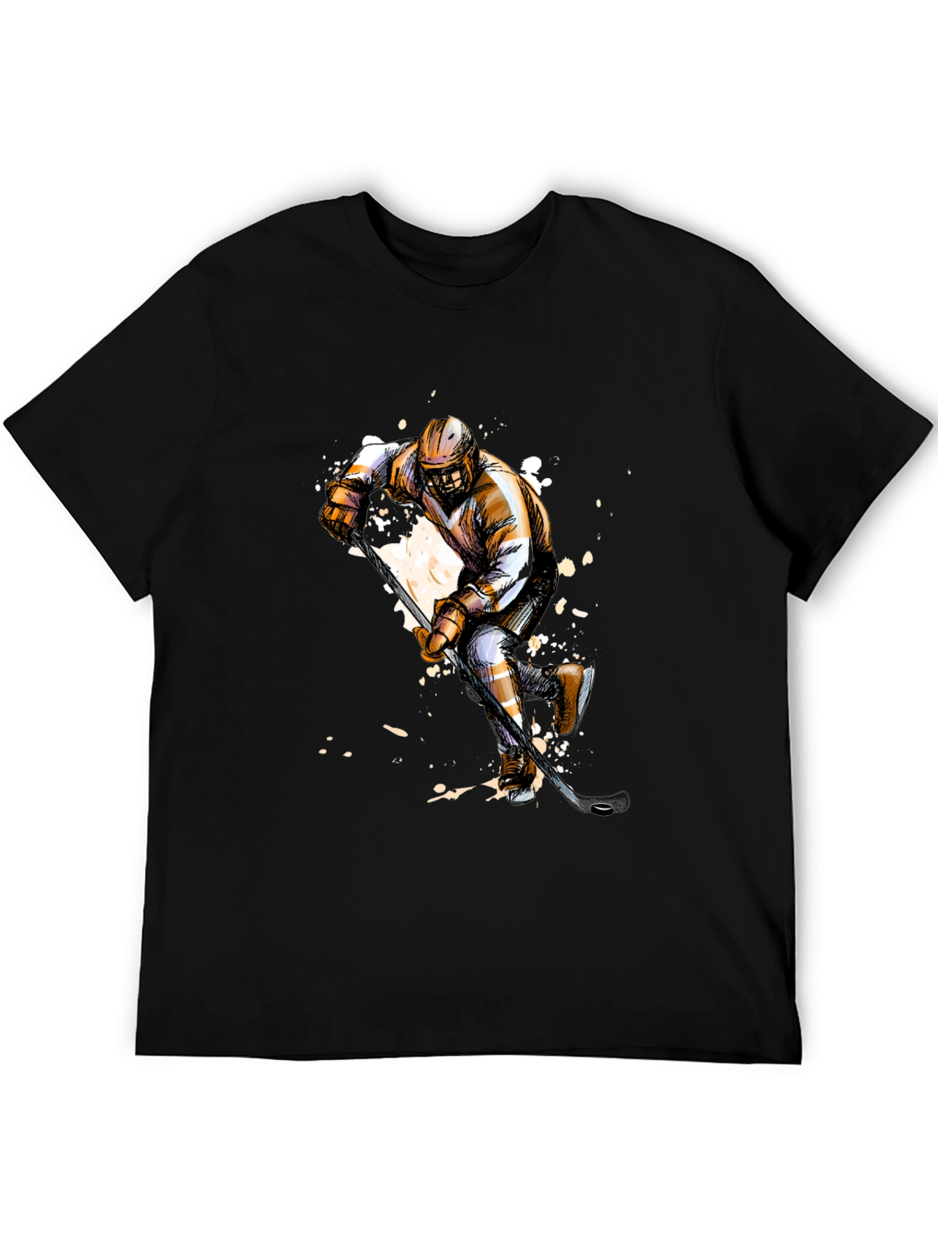 Hockey Player Graphic T-Shirt - Black
