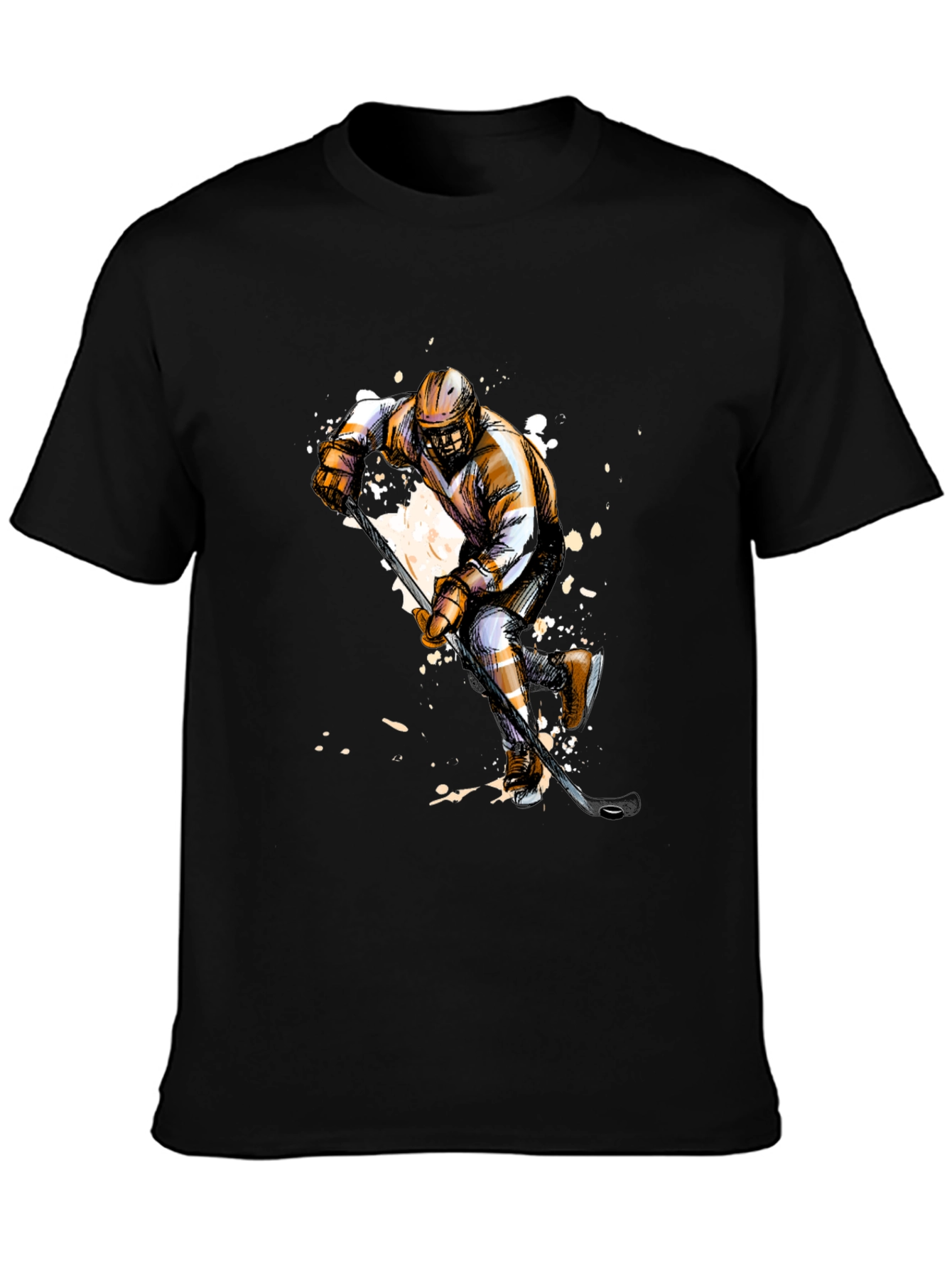 Hockey Player Graphic T-Shirt - Black