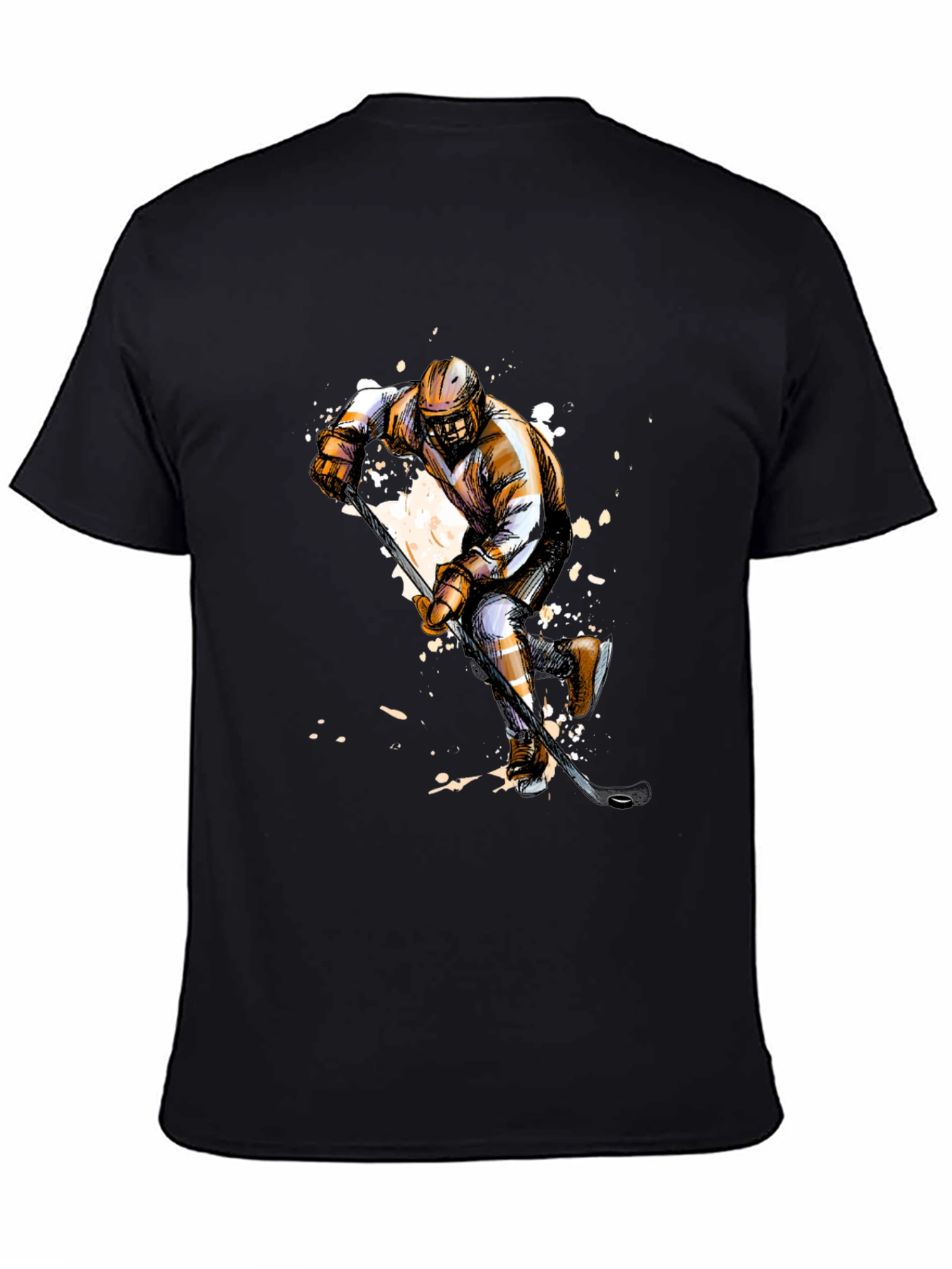 Hockey Player Graphic T-Shirt - Black