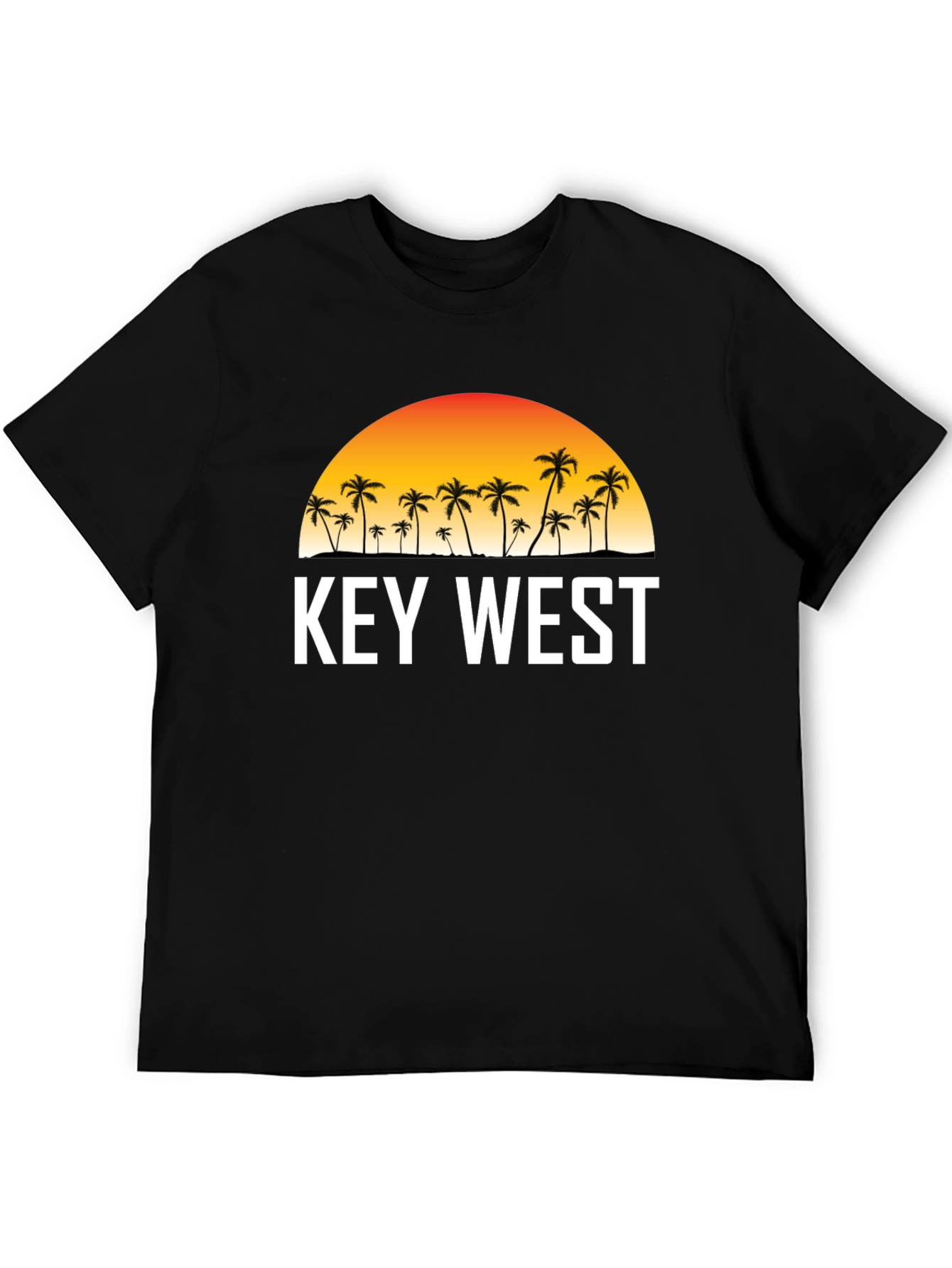 Key West Sunset Palm Tree Graphic Tee - Black