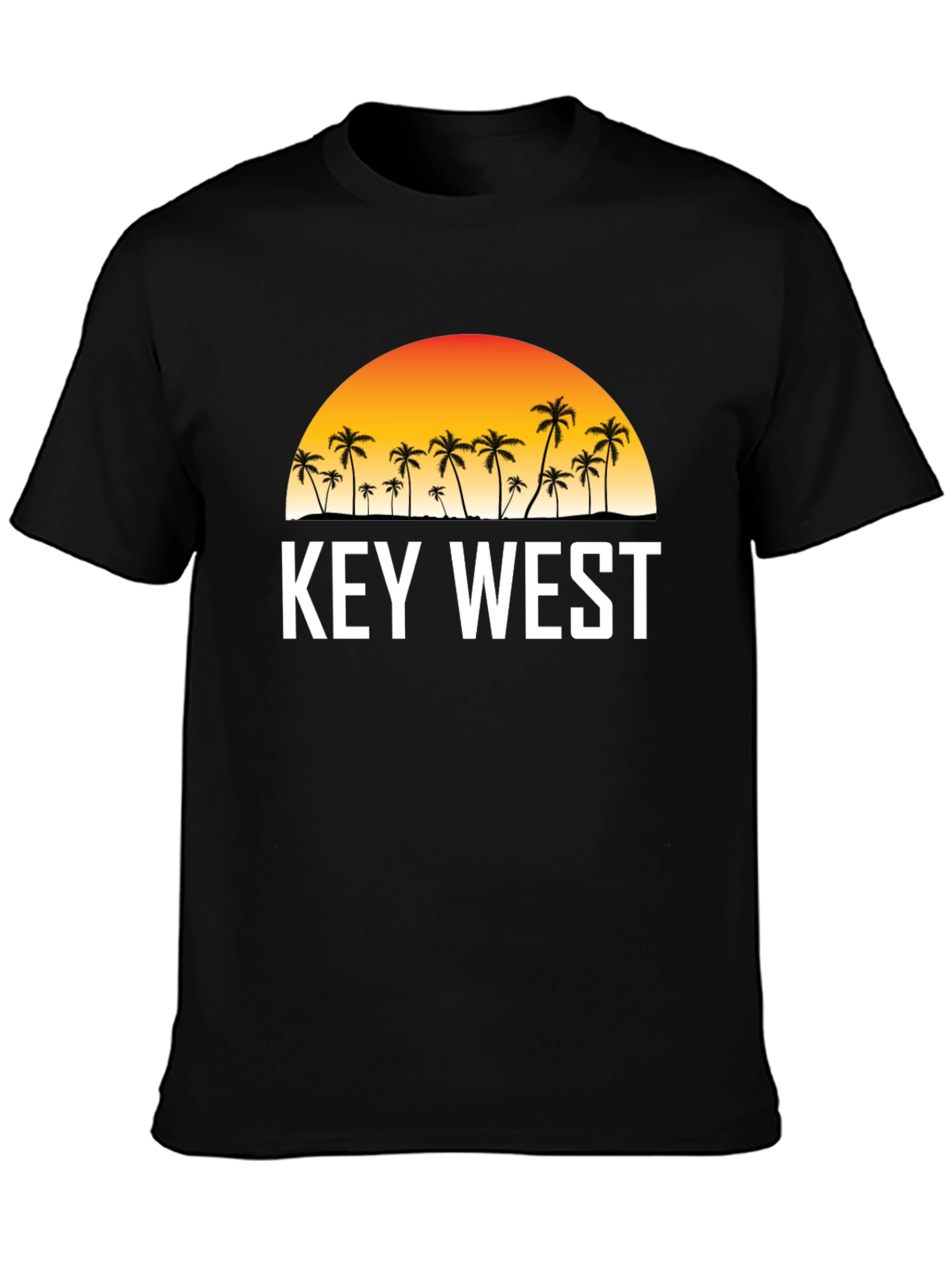 Key West Sunset Palm Tree Graphic Tee - Black