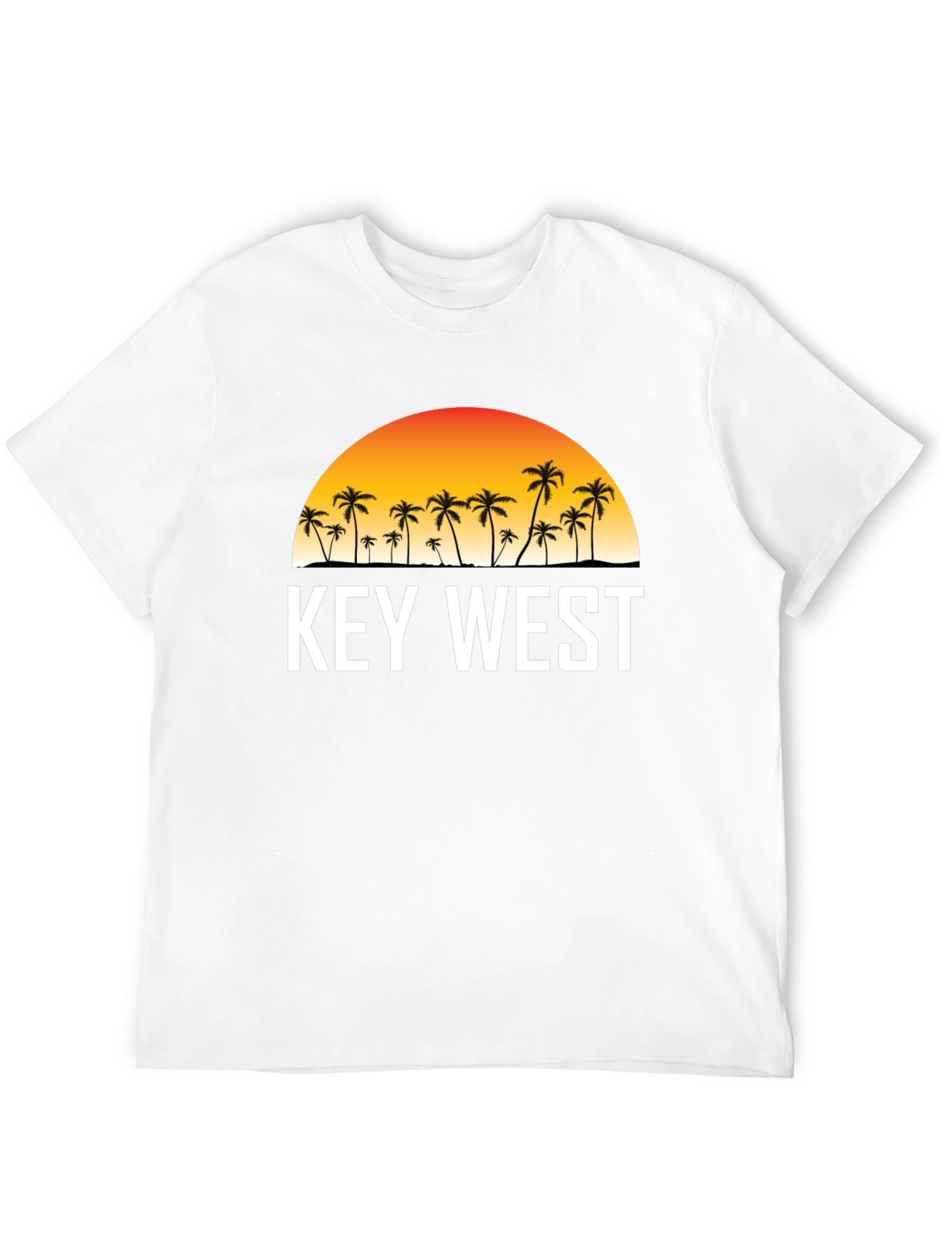 Key West Sunset Palm Tree Graphic Tee - Black