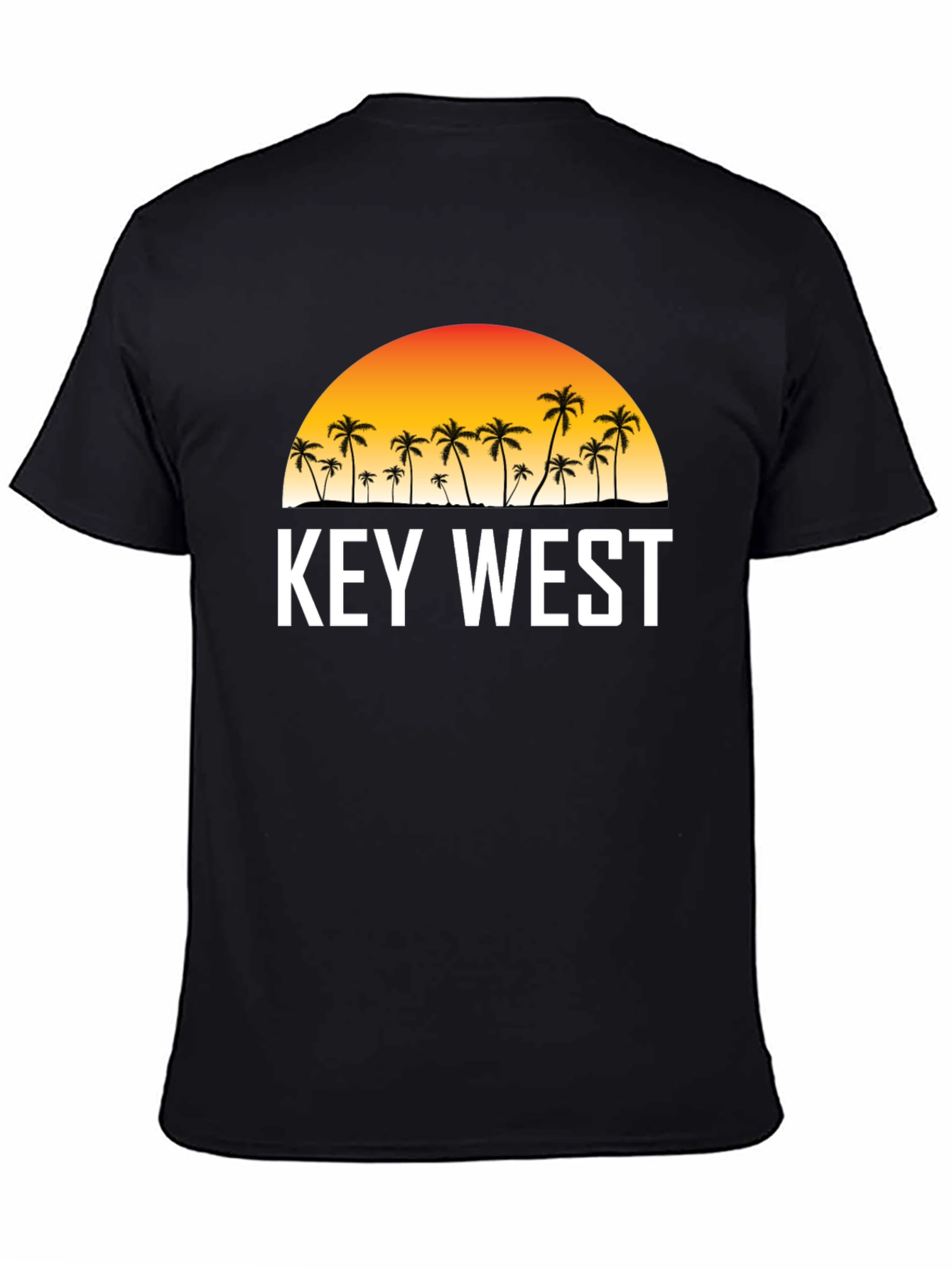 Key West Sunset Palm Tree Graphic Tee - Black