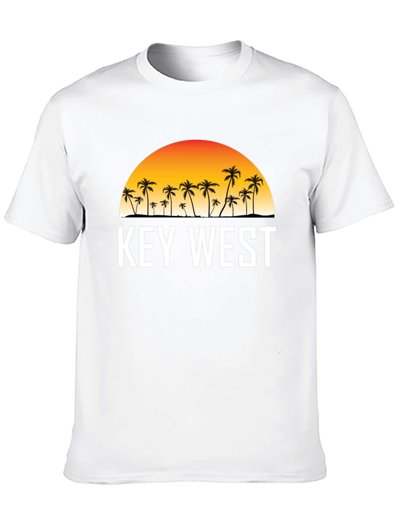 Key West Sunset Palm Tree Graphic Tee - Black