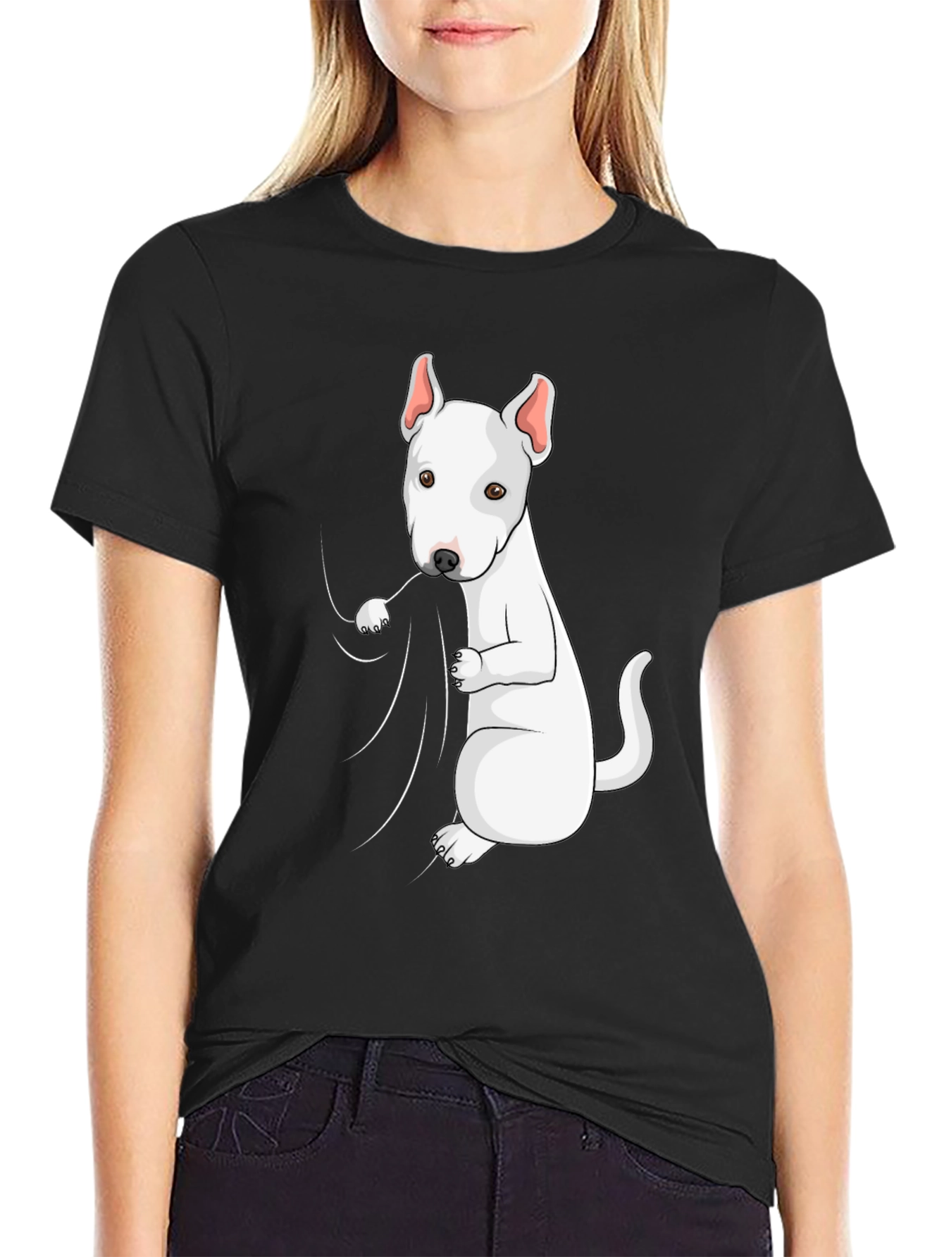 Bull Terrier Graphic Tee - Black Cotton Blend