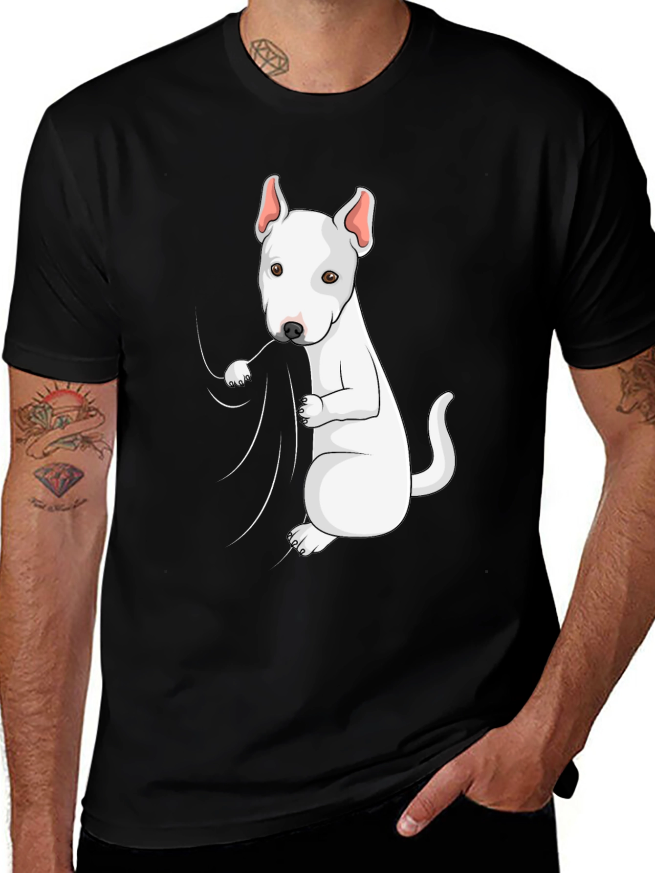 Bull Terrier Graphic Tee - Black Cotton Blend