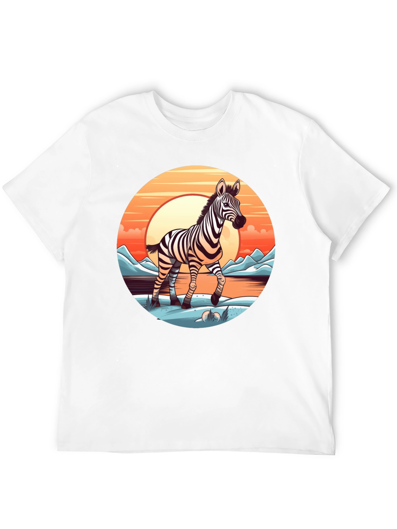 Zebra Sunset Graphic Tee - Black Cotton Comfort