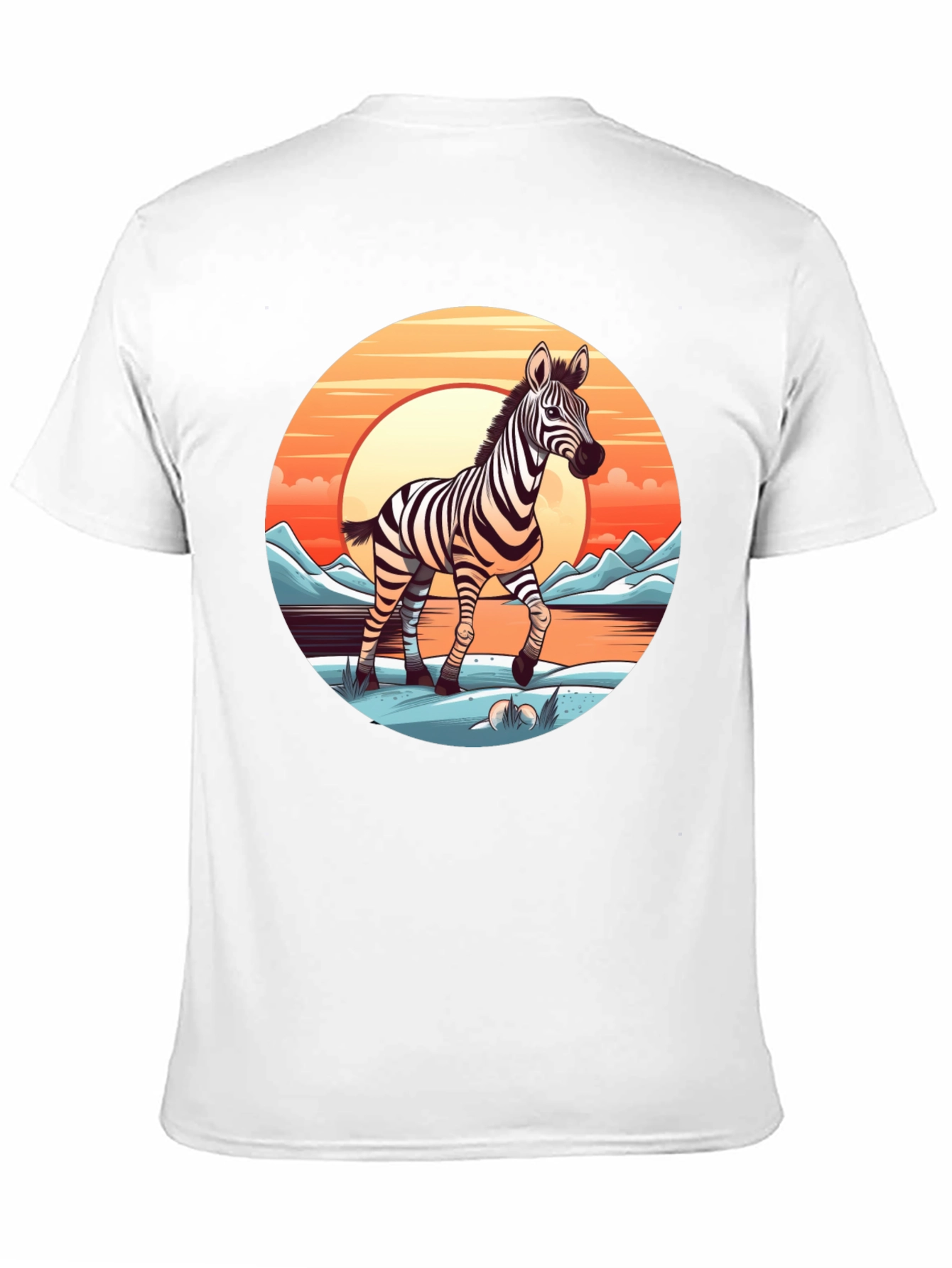 Zebra Sunset Graphic Tee - Black Cotton Comfort