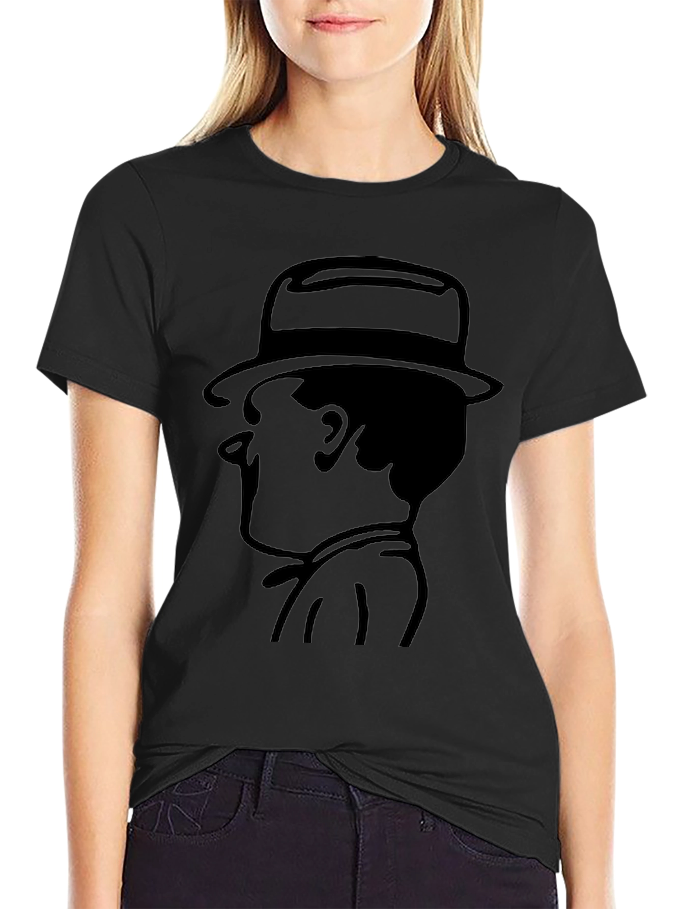 Retro Detective Silhouette Black T-Shirt