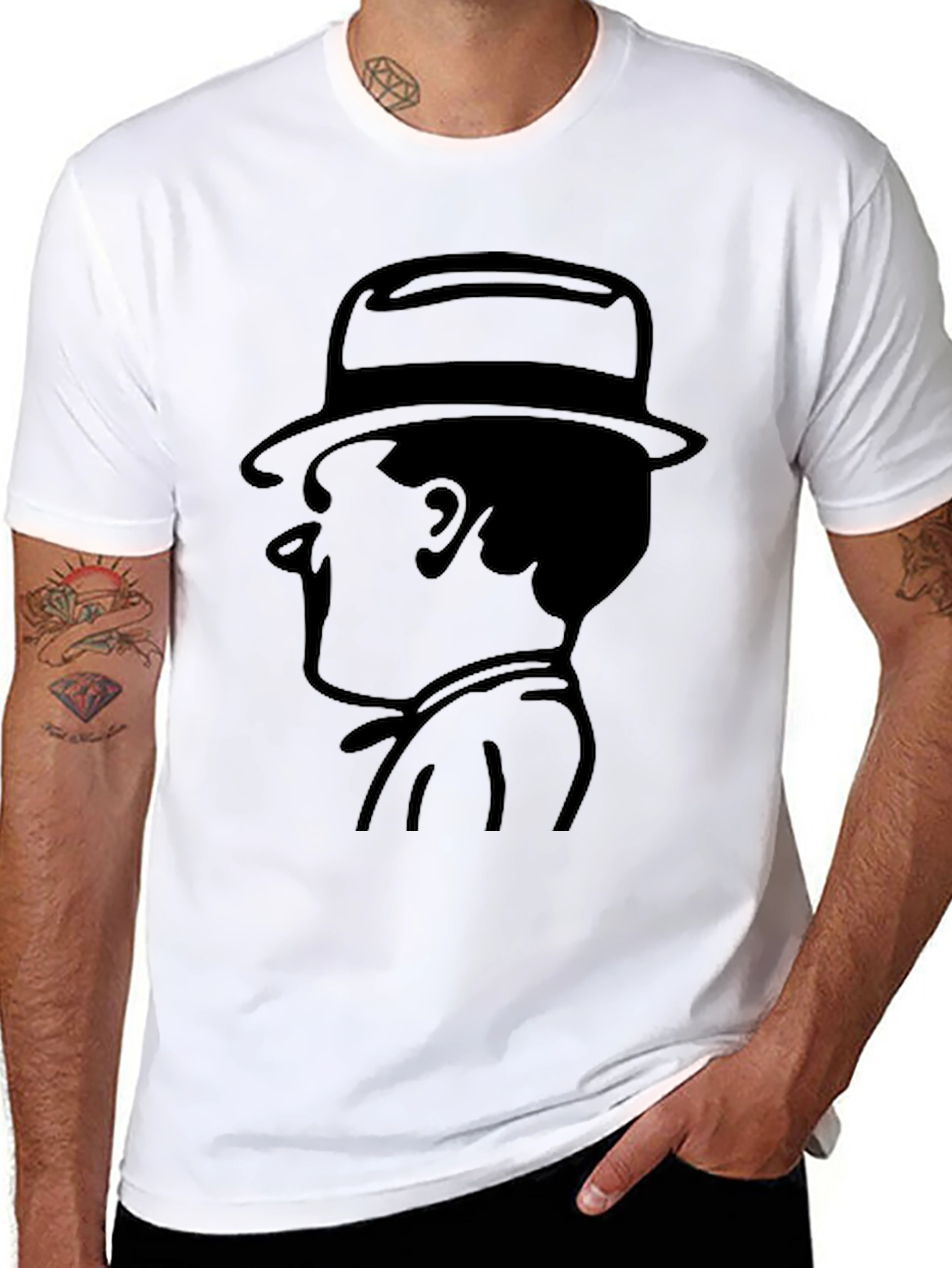 Retro Detective Silhouette Black T-Shirt