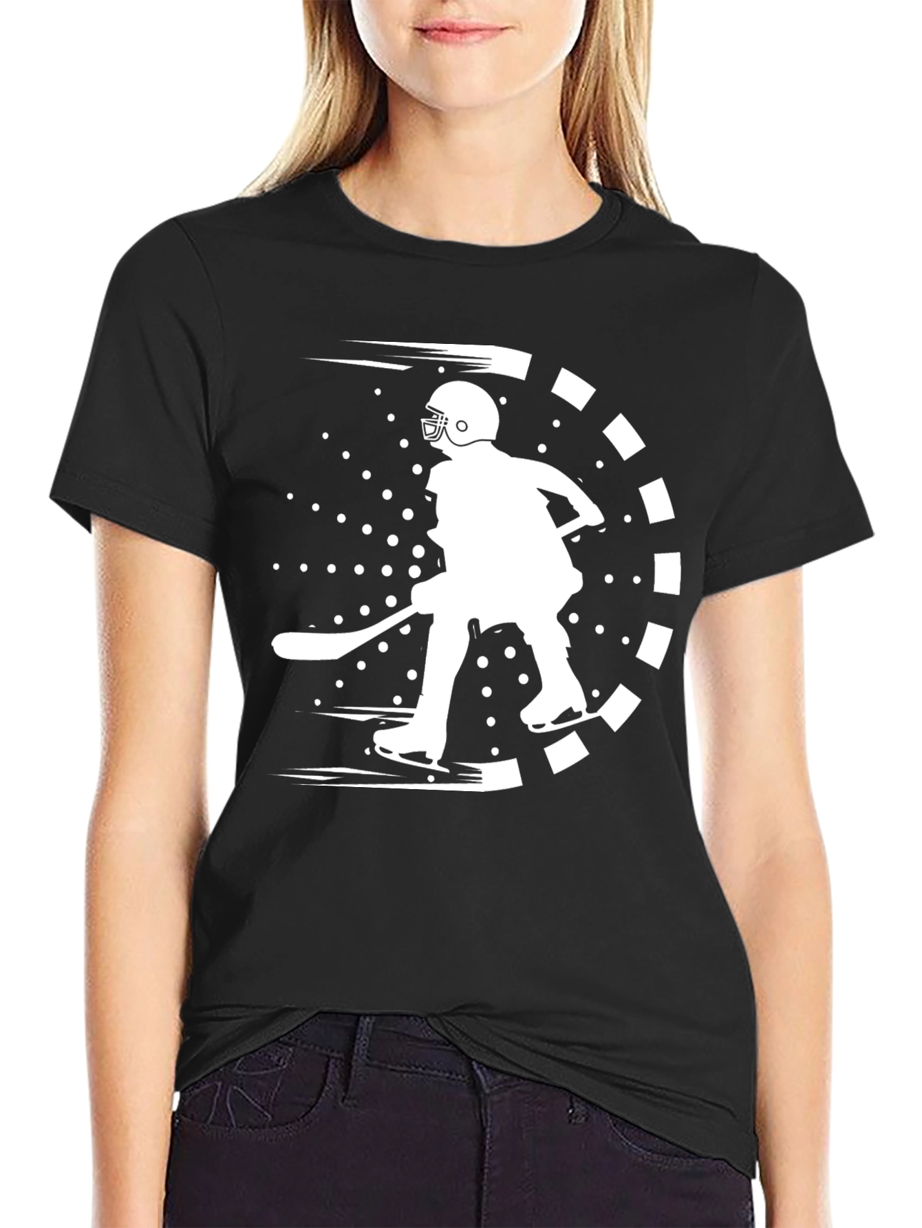 Hockey Player Graphic Tee - Black