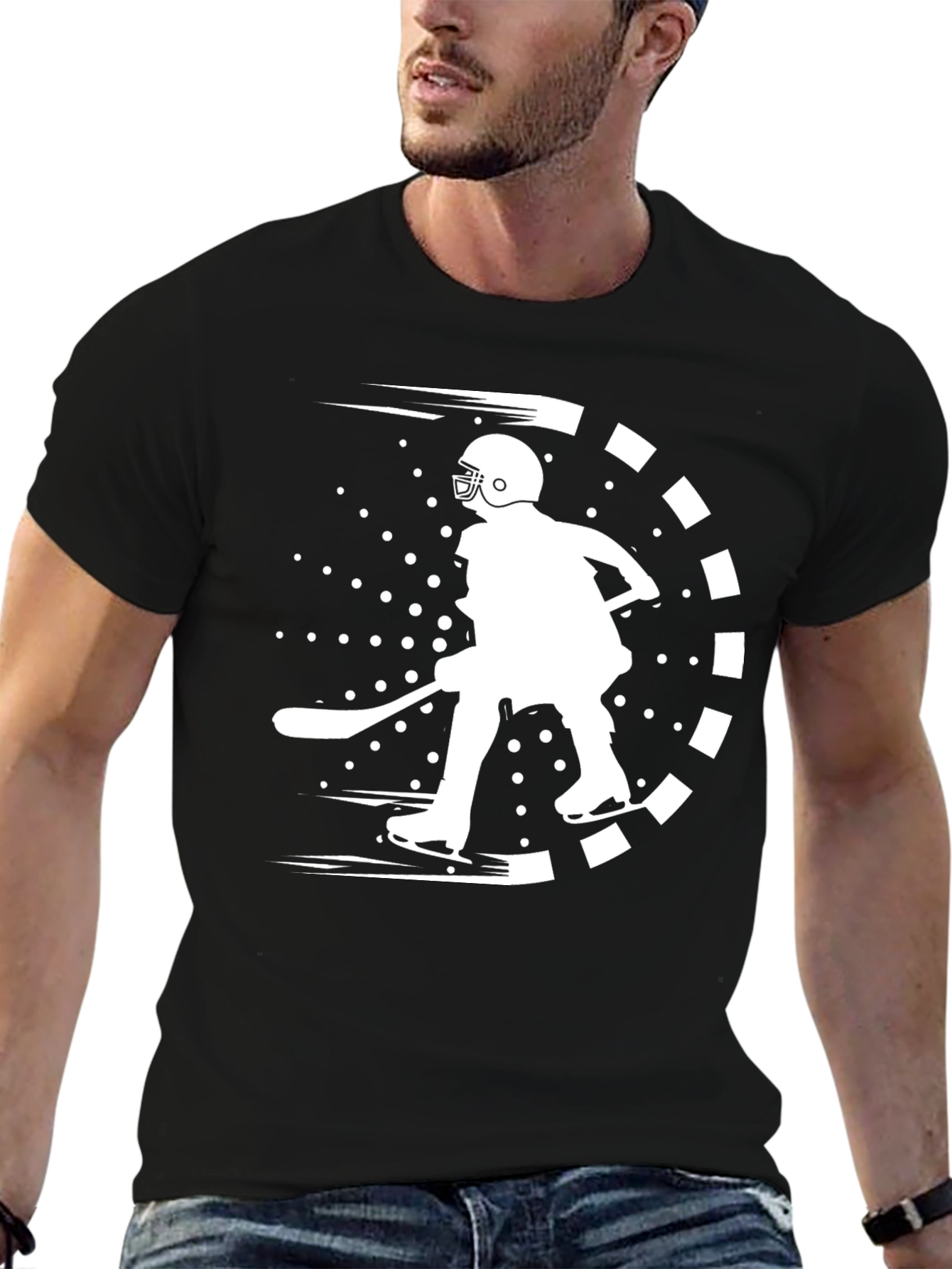 Hockey Player Graphic Tee - Black
