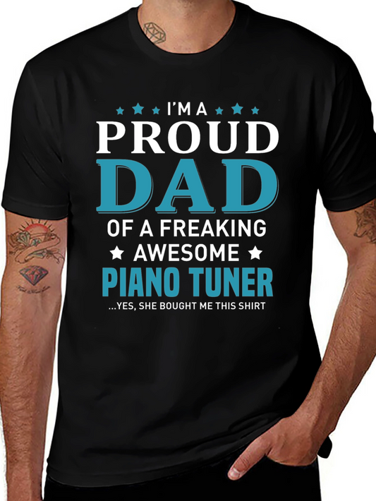 Proud Dad Piano Tuner Graphic Tee