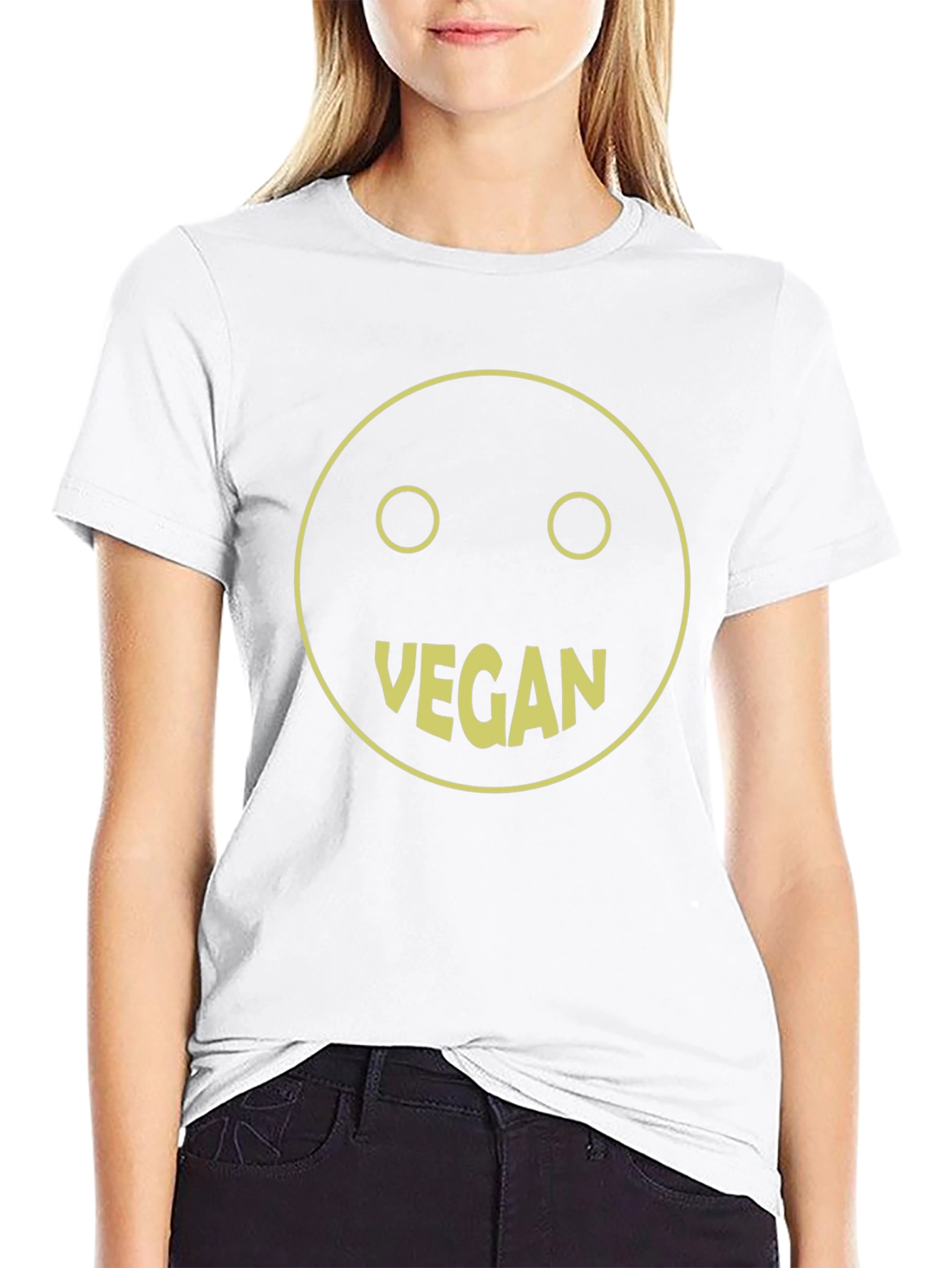 Vegan Smiley Face T-Shirt - Black Graphic Tee