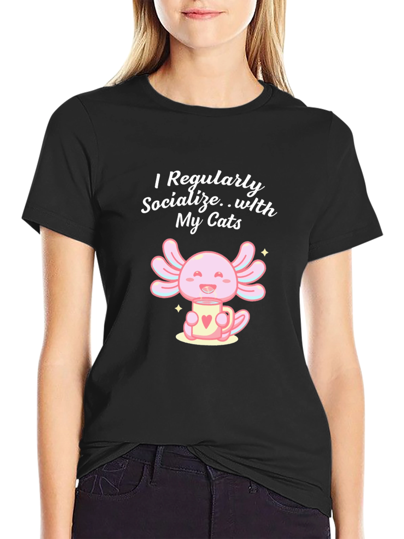 I Socialize With My Cats Axolotl T-Shirt