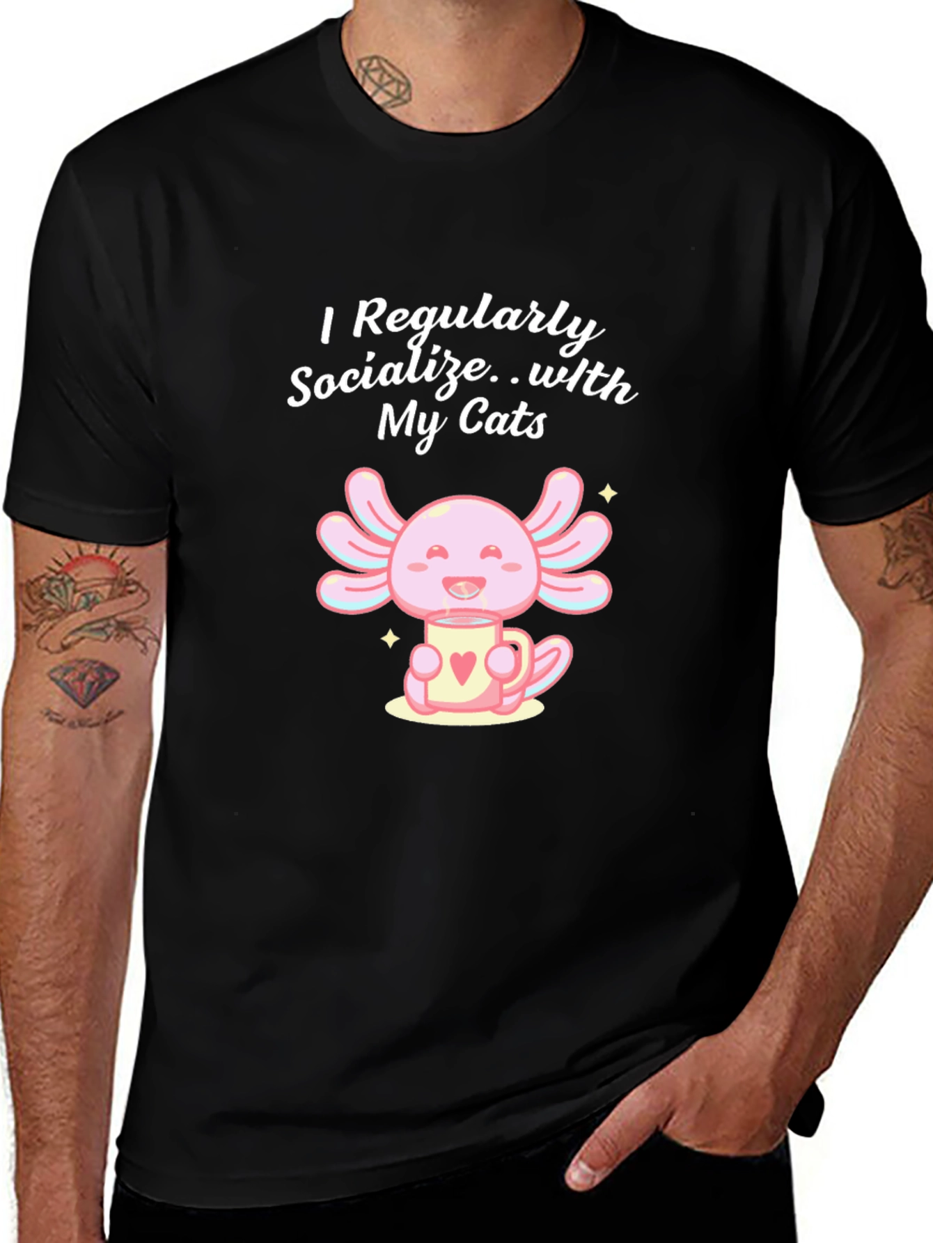 I Socialize With My Cats Axolotl T-Shirt