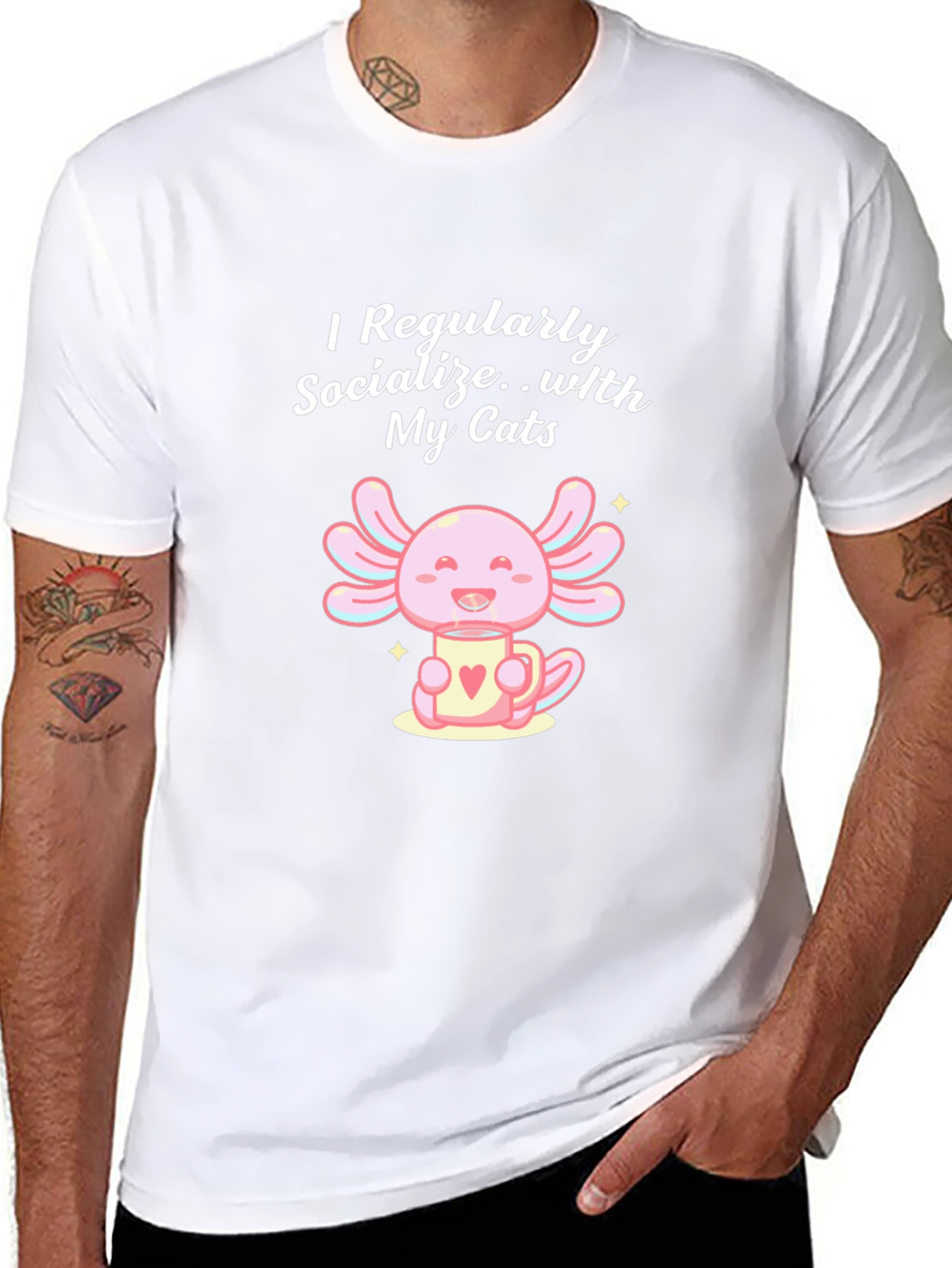 I Socialize With My Cats Axolotl T-Shirt