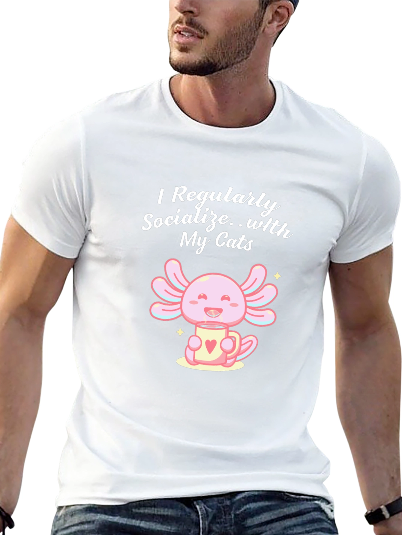 I Socialize With My Cats Axolotl T-Shirt