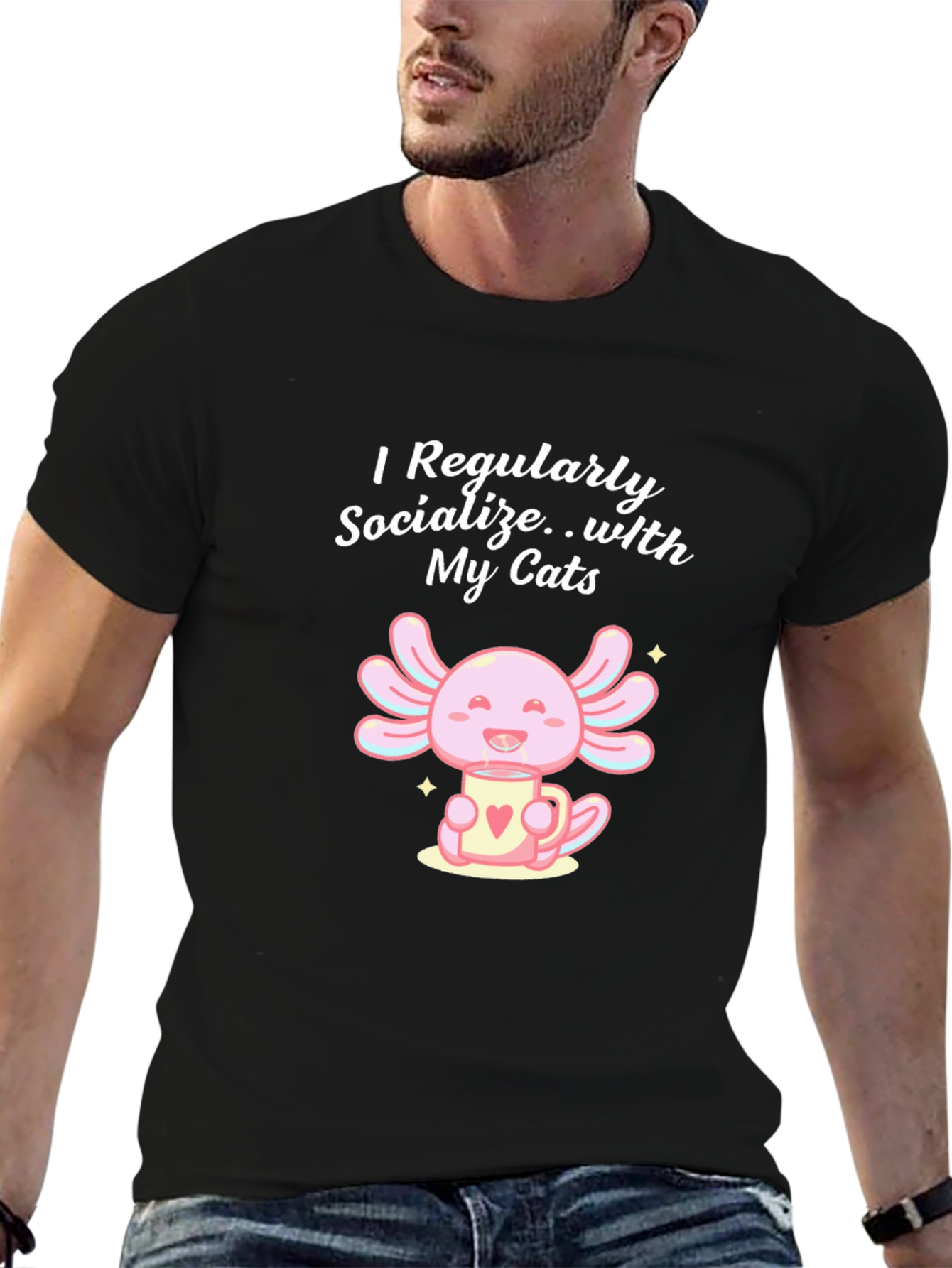 I Socialize With My Cats Axolotl T-Shirt
