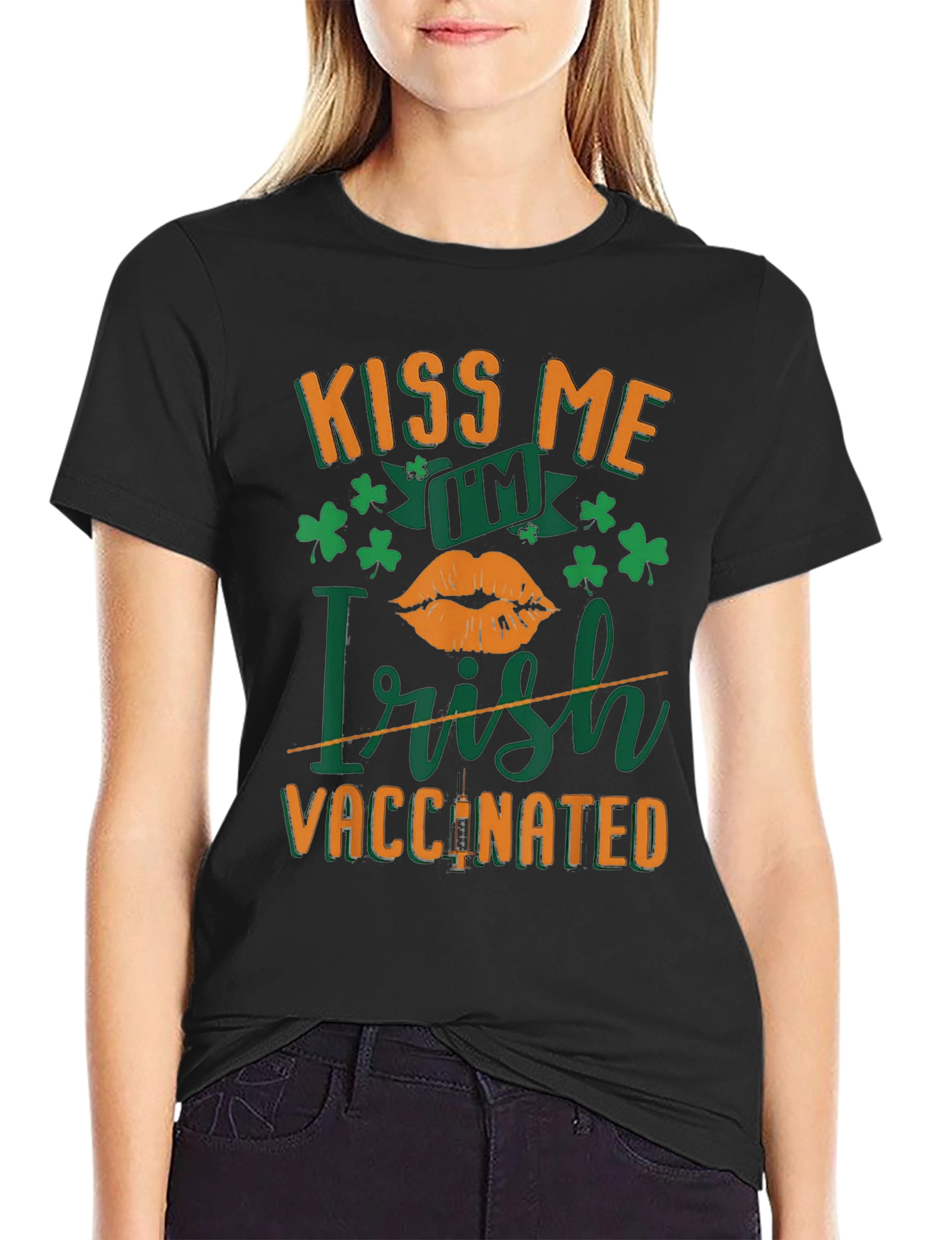 Kiss Me Im Irish Vaccinated St. Patricks Day T-Shirt