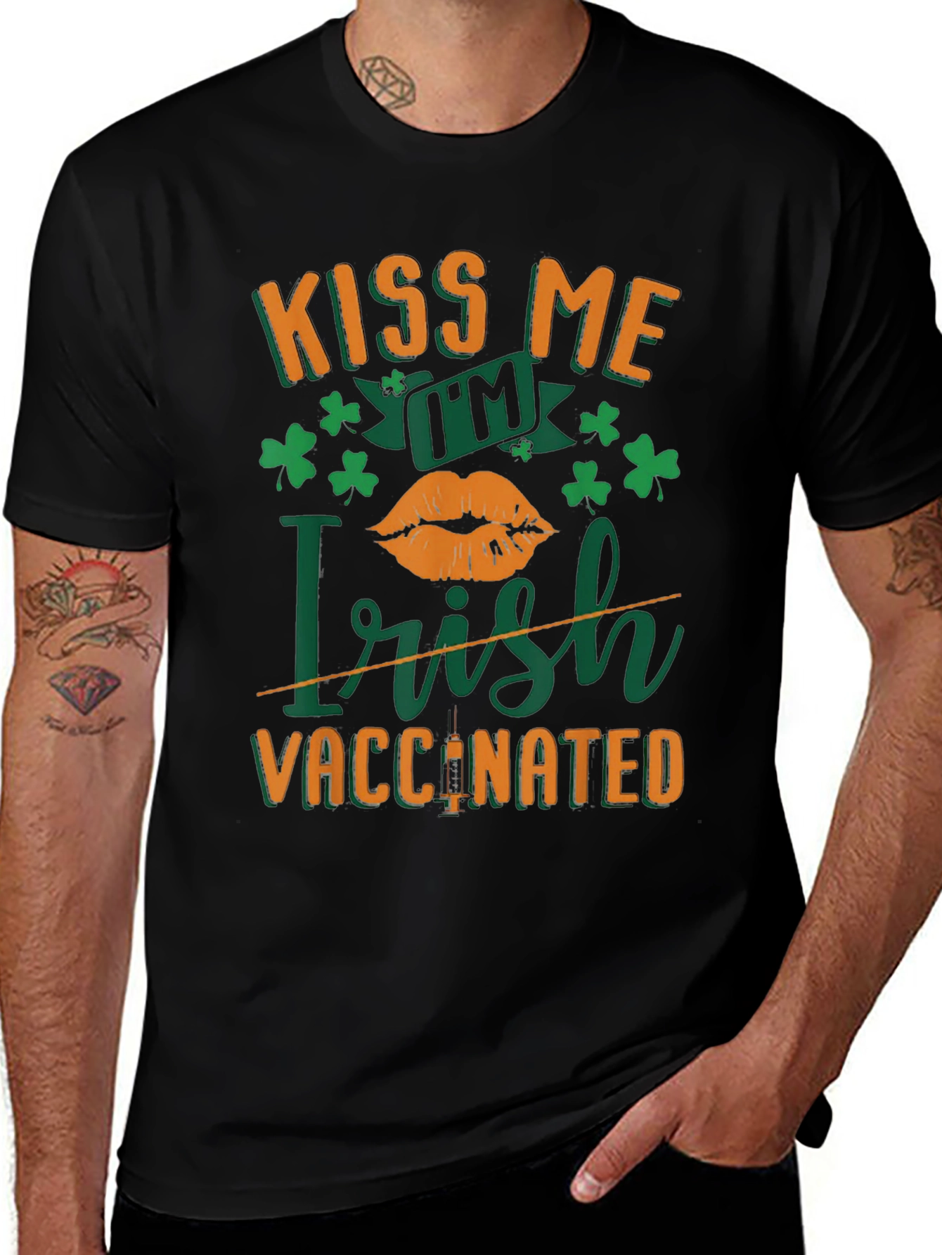 Kiss Me Im Irish Vaccinated St. Patricks Day T-Shirt