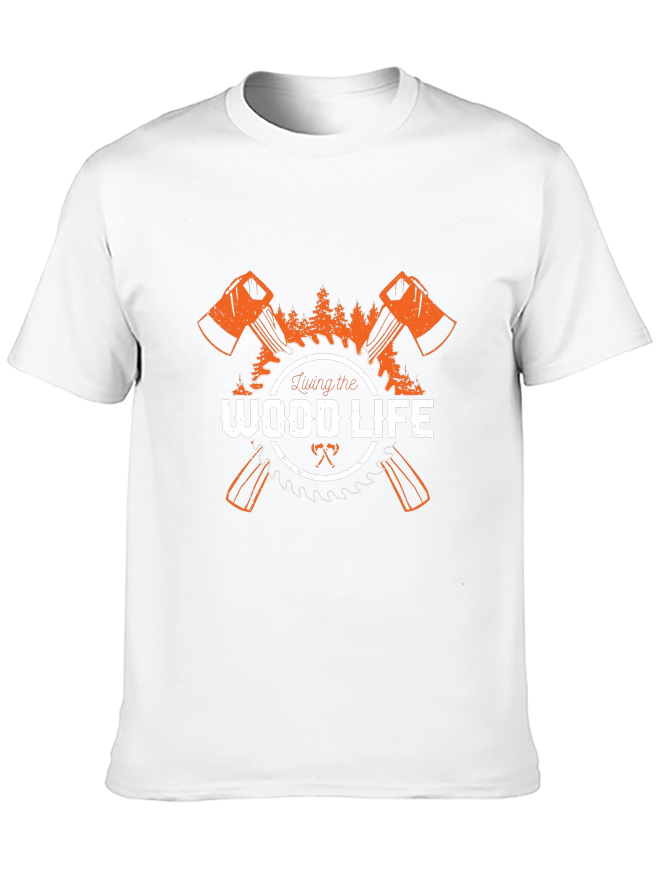 Living the Wood Life T-Shirt Axe Saw Design