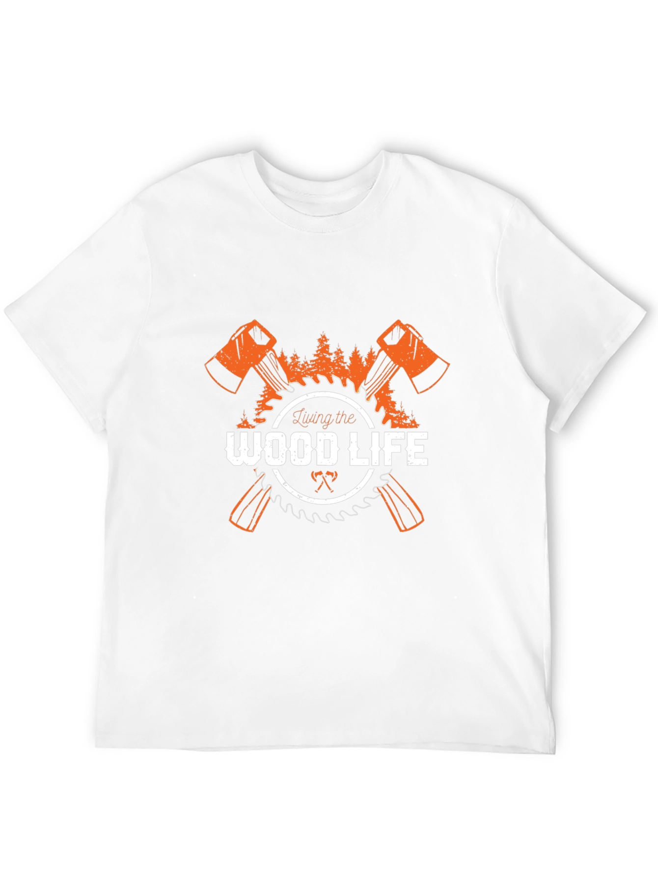 Living the Wood Life T-Shirt Axe Saw Design