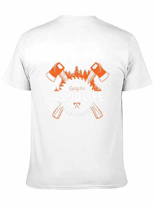 Living the Wood Life T-Shirt Axe Saw Design