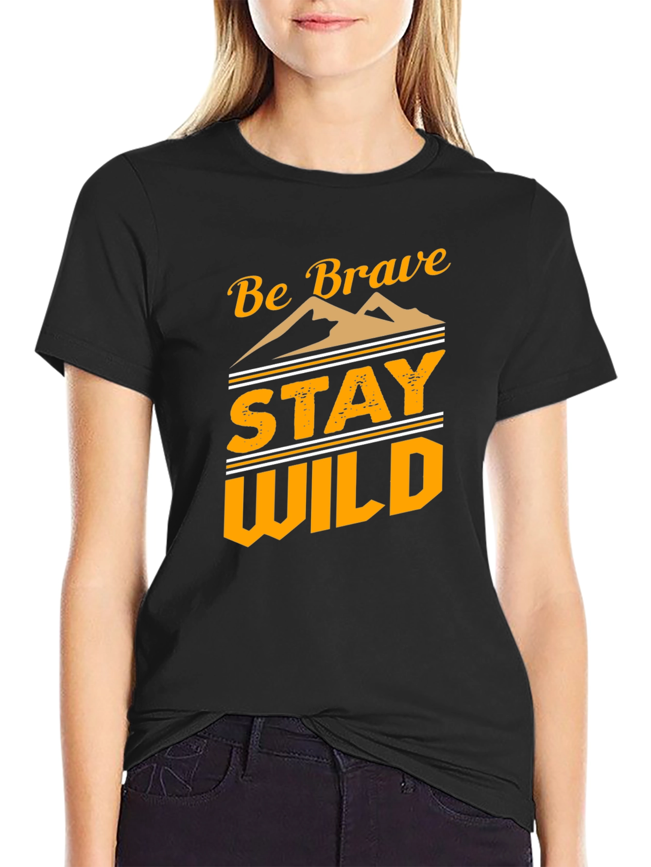 Be Brave Stay Wild Graphic Tee - Black