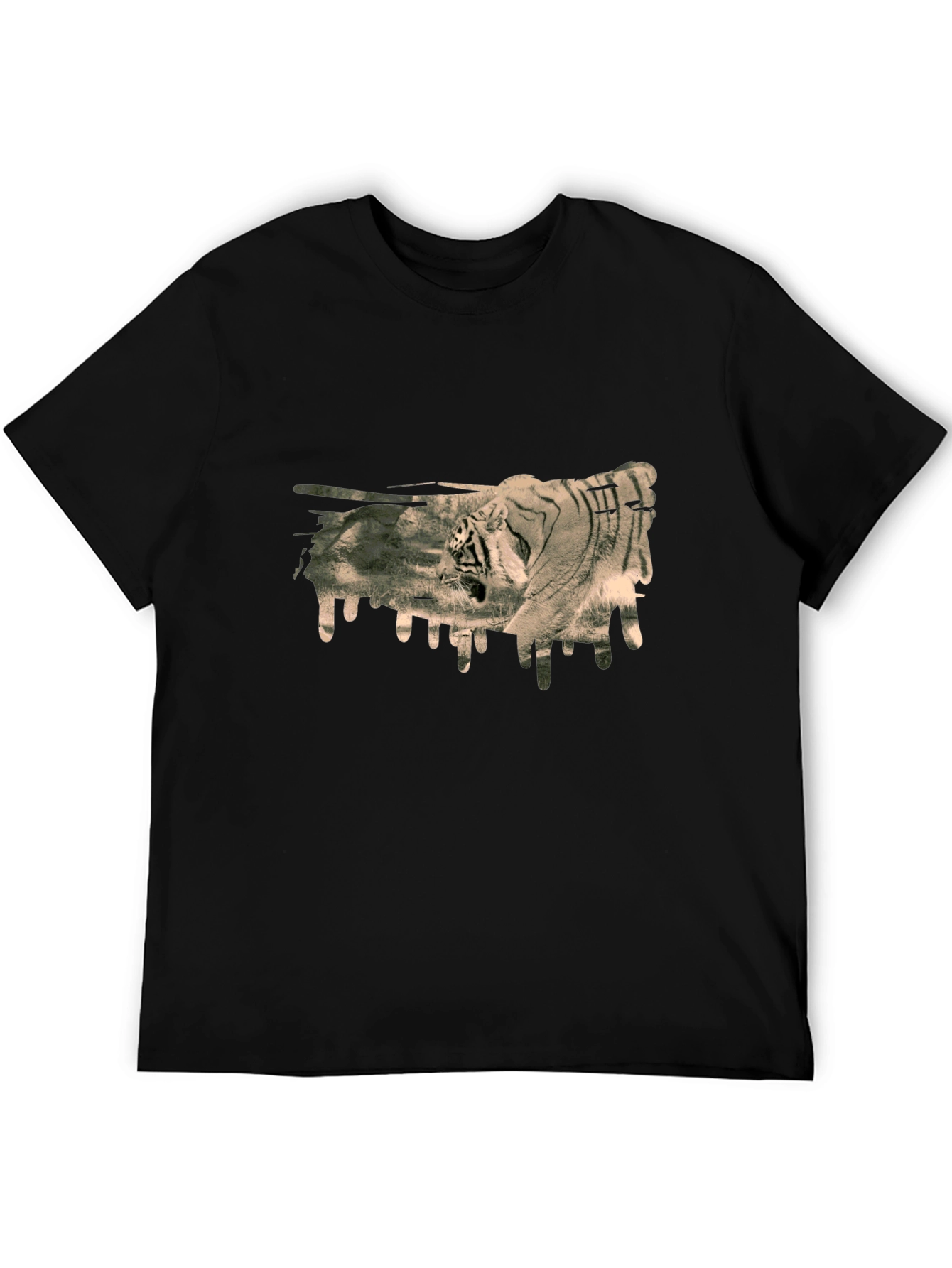 Tiger Graphic Print Black T-Shirt