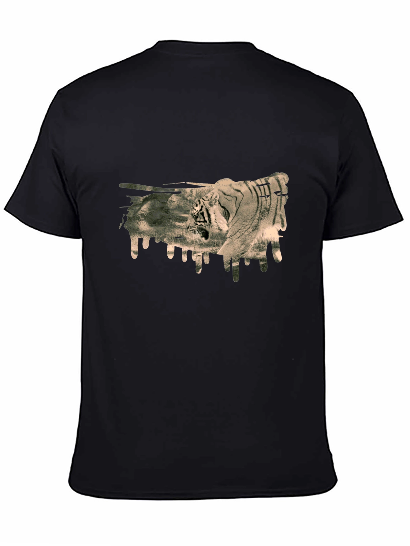 Tiger Graphic Print Black T-Shirt