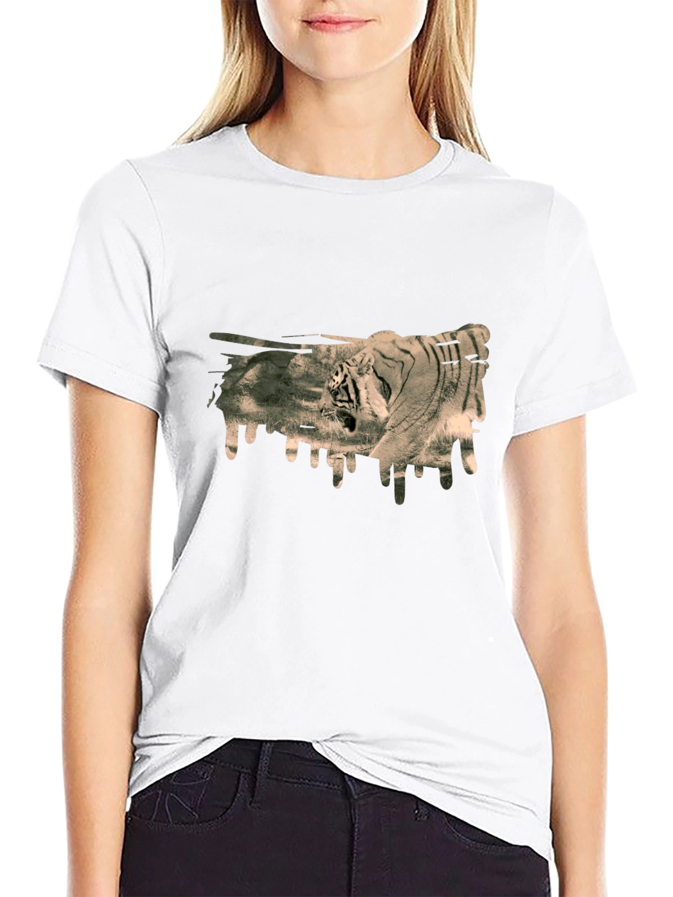 Tiger Graphic Print Black T-Shirt