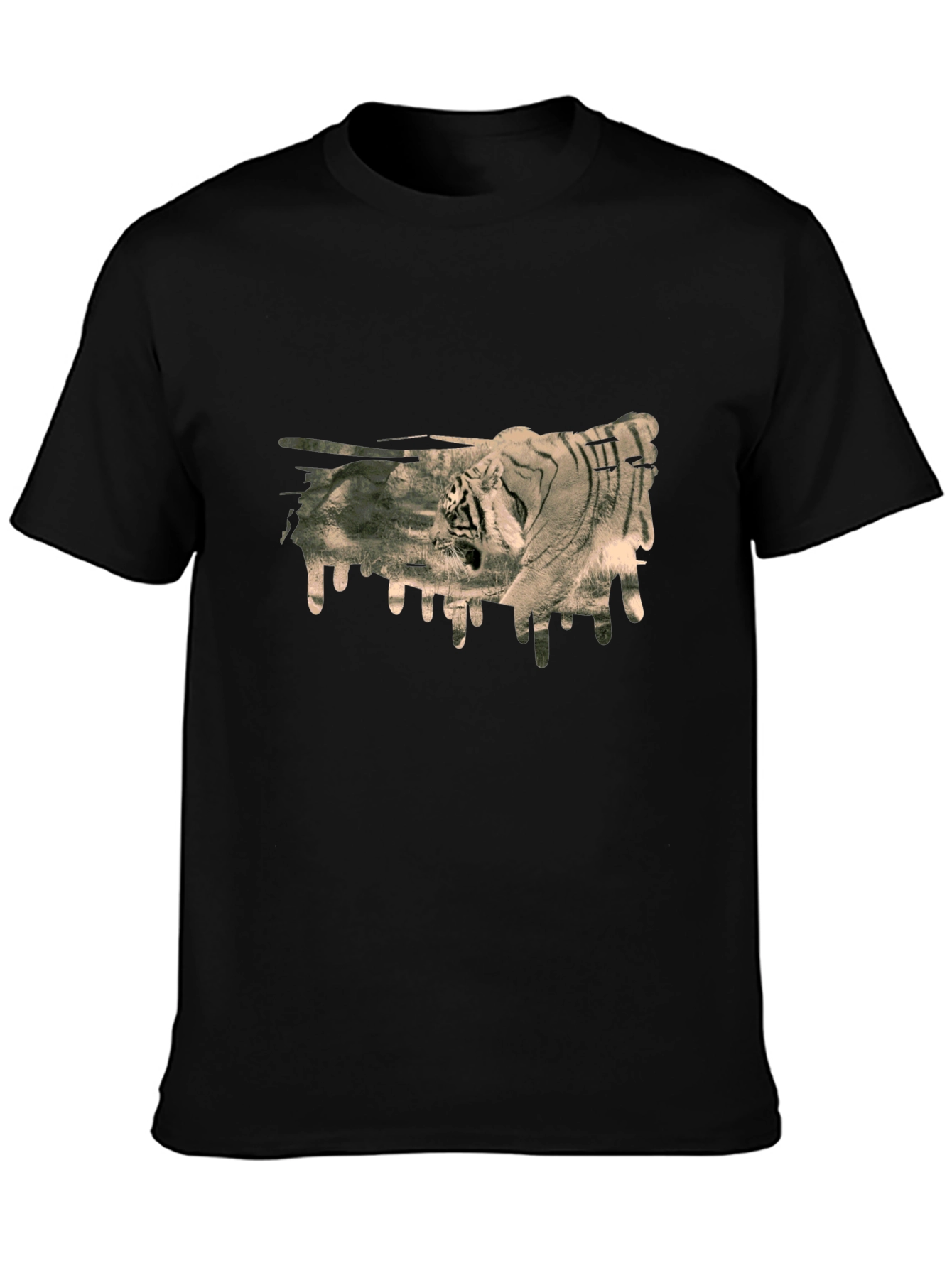 Tiger Graphic Print Black T-Shirt