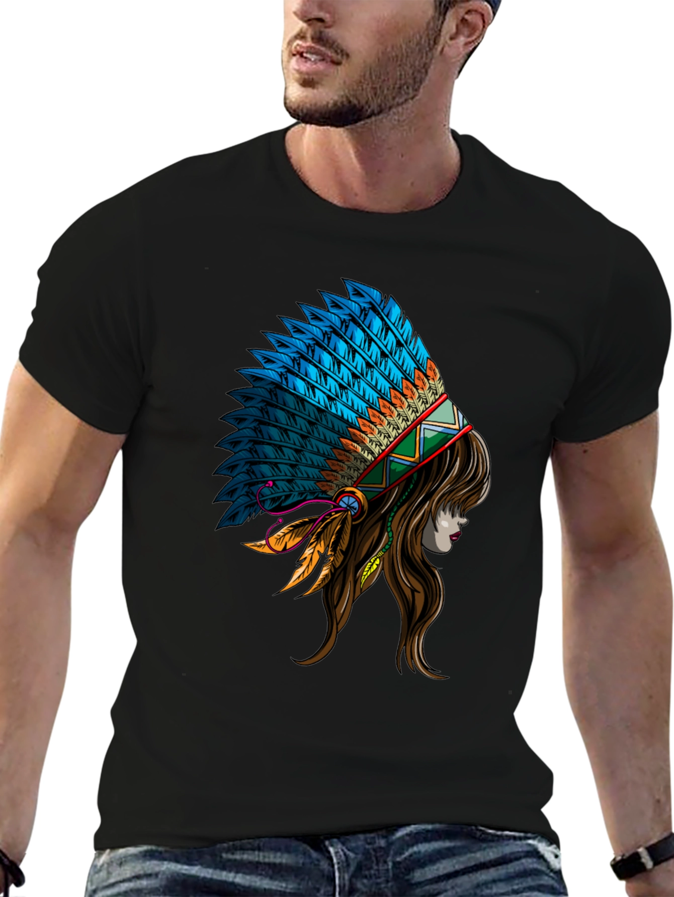 Native American Headdress Graphic T-Shirt