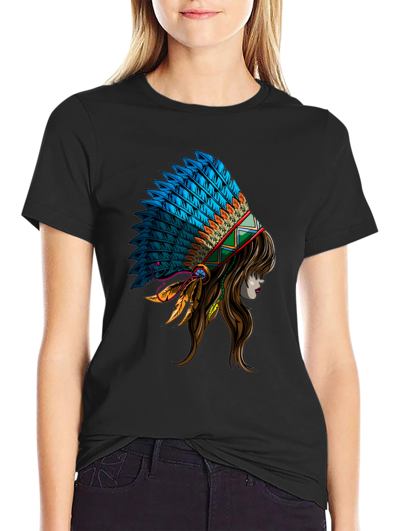 Native American Headdress Graphic T-Shirt