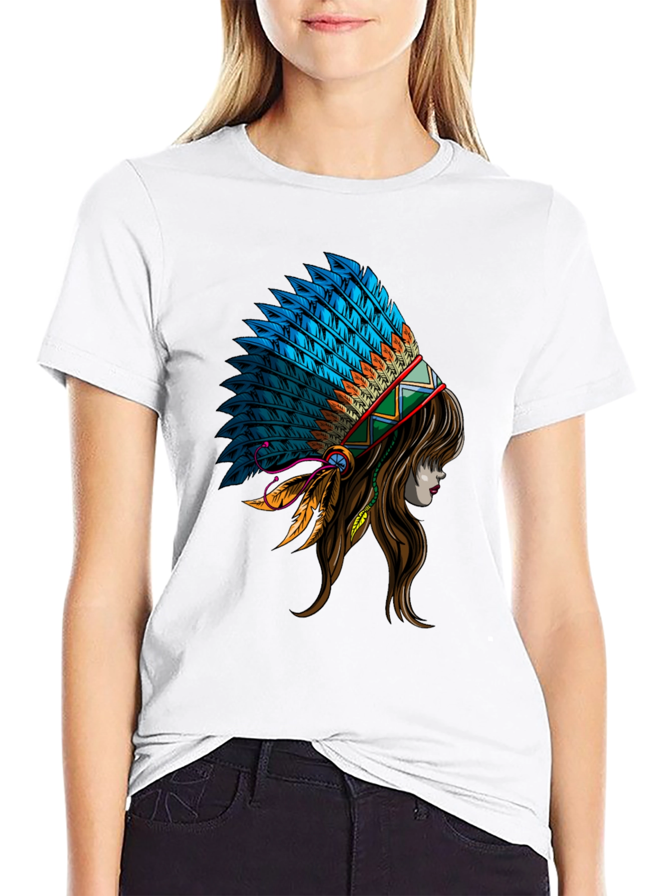 Native American Headdress Graphic T-Shirt