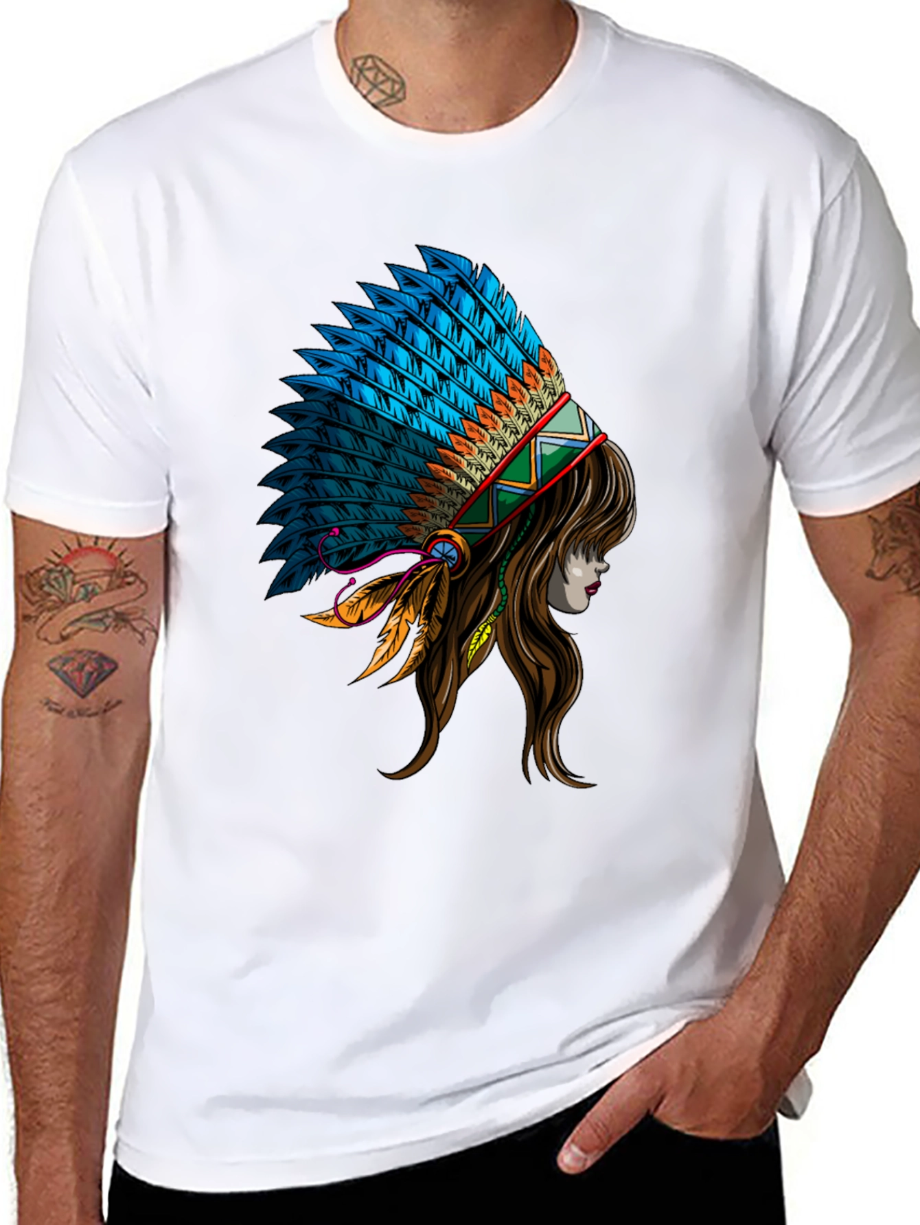 Native American Headdress Graphic T-Shirt