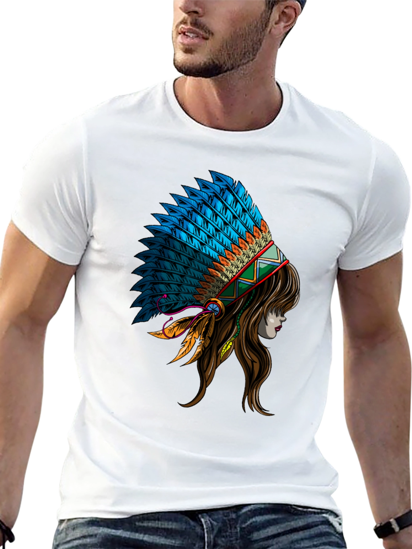 Native American Headdress Graphic T-Shirt