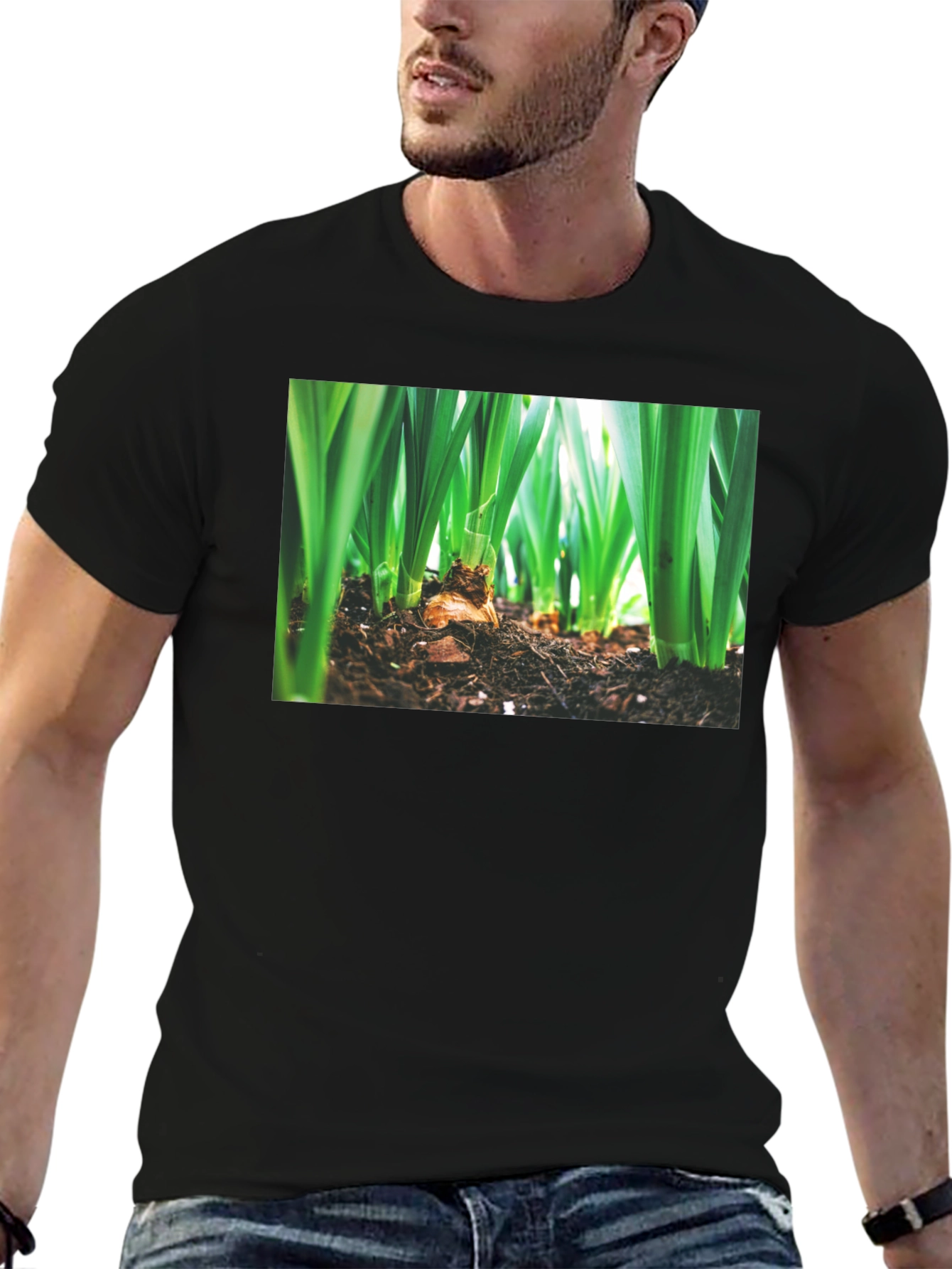 Natures Growth Tee - Black Cotton Bulb Design
