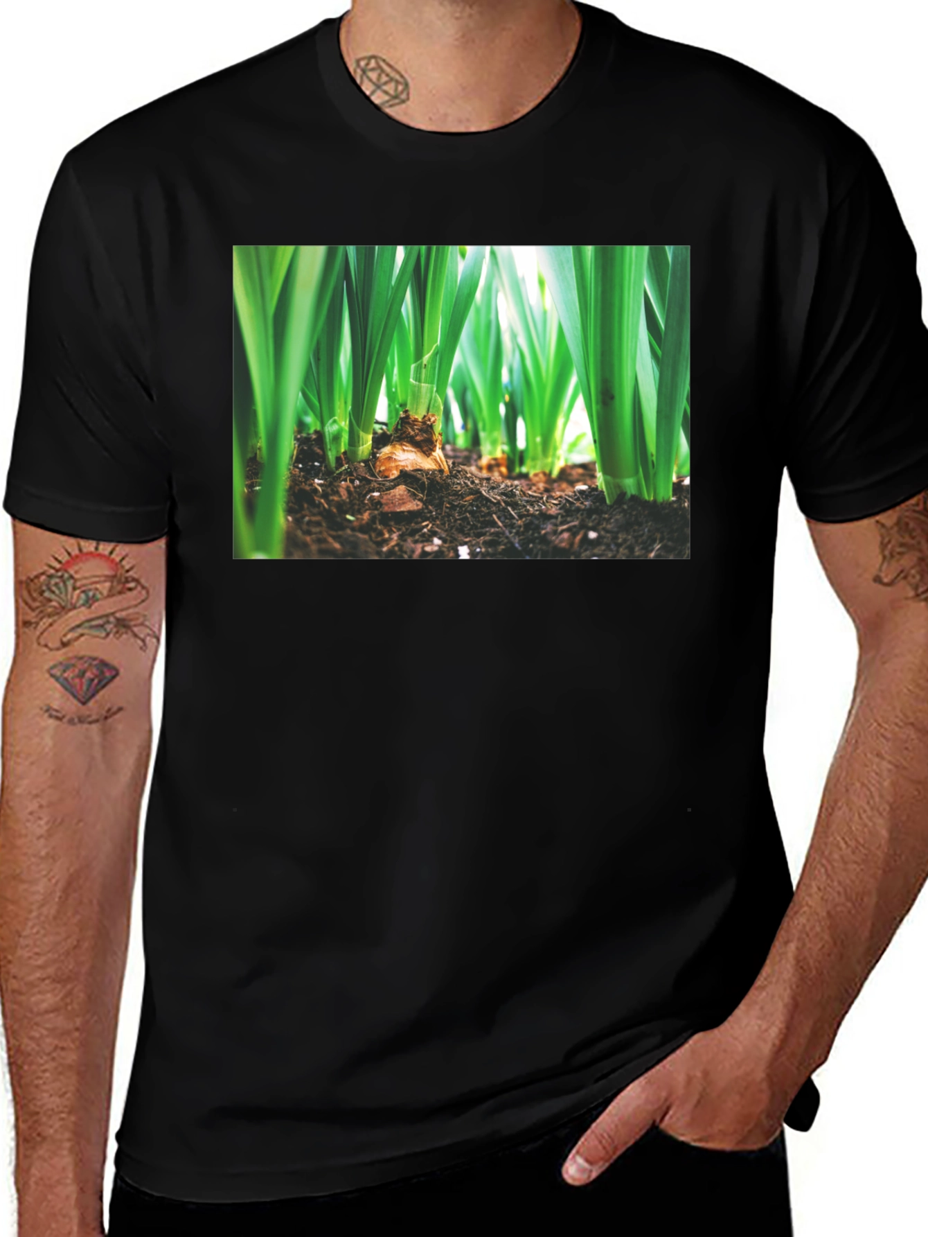 Natures Growth Tee - Black Cotton Bulb Design
