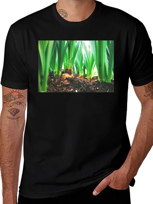 Natures Growth Tee - Black Cotton Bulb Design