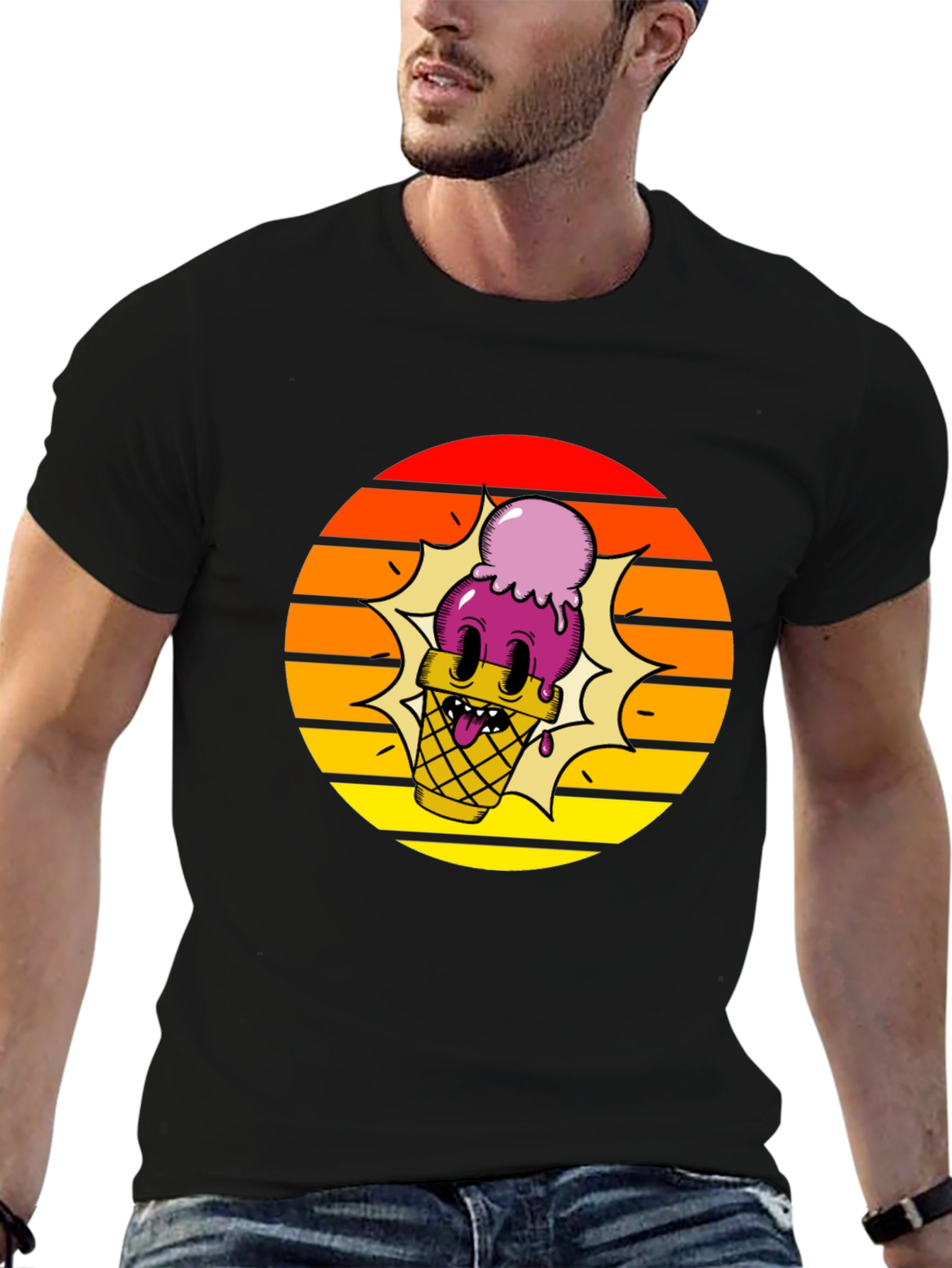 Cartoon Ice Cream Cone T-Shirt - Retro Style