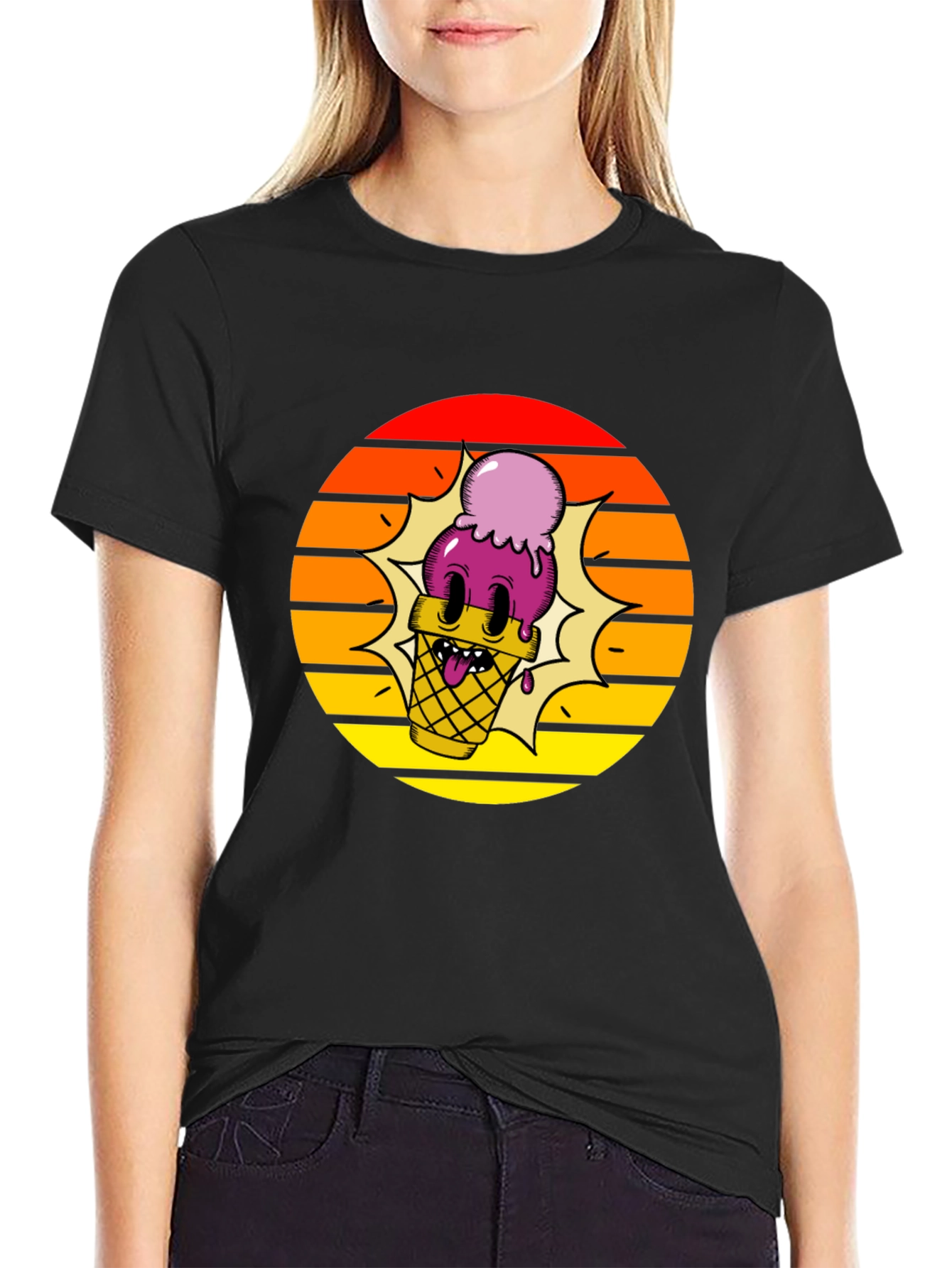 Cartoon Ice Cream Cone T-Shirt - Retro Style