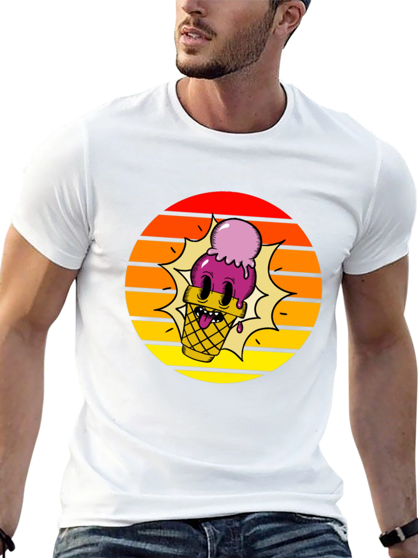 Cartoon Ice Cream Cone T-Shirt - Retro Style