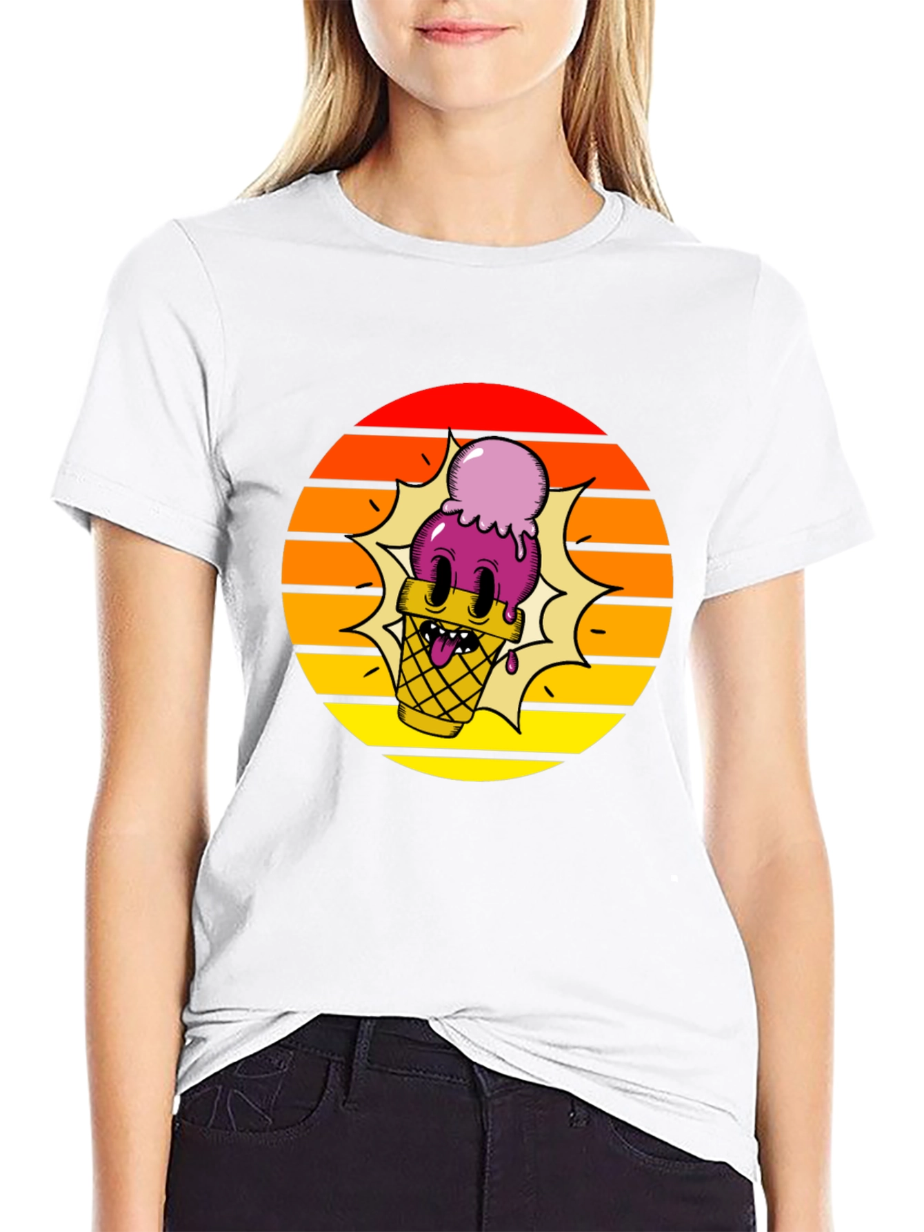 Cartoon Ice Cream Cone T-Shirt - Retro Style
