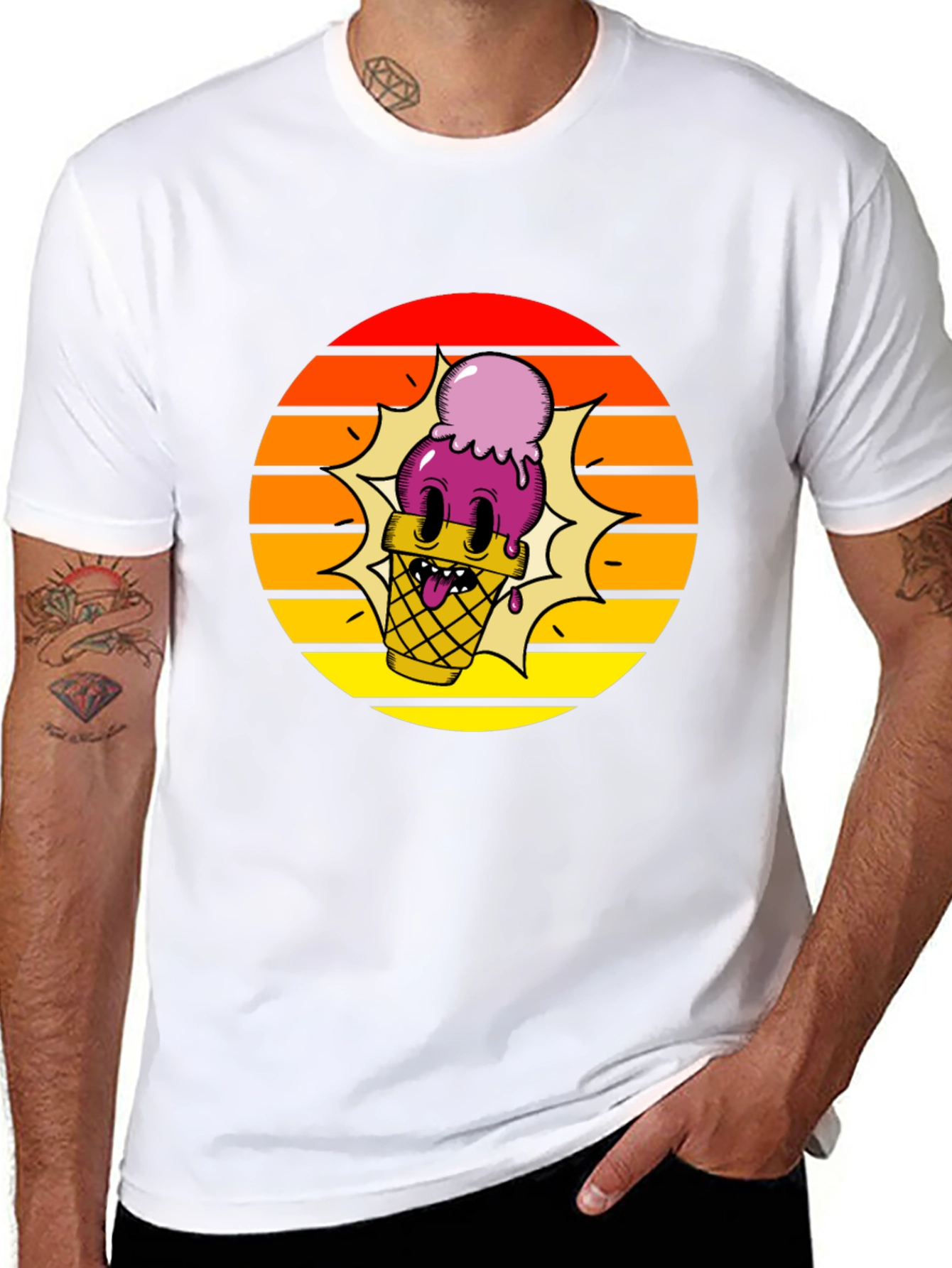 Cartoon Ice Cream Cone T-Shirt - Retro Style