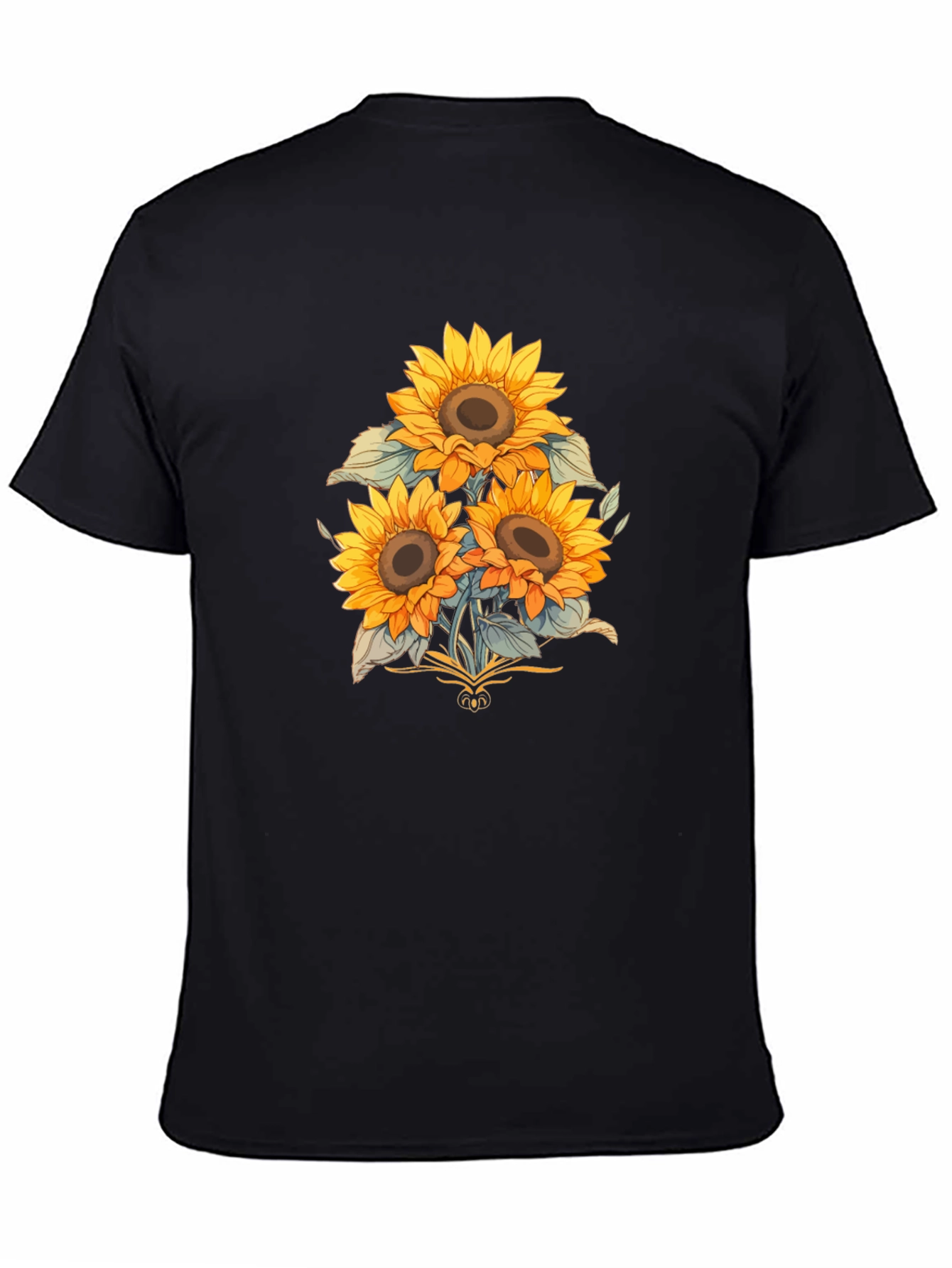 Sunflower Graphic Print Black T-Shirt
