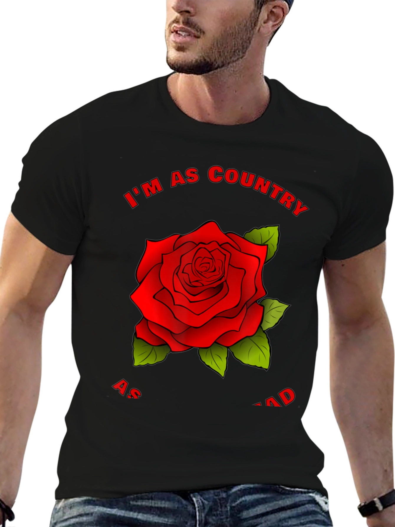 Country Rose Graphic Tee - Stylish Black T-Shirt