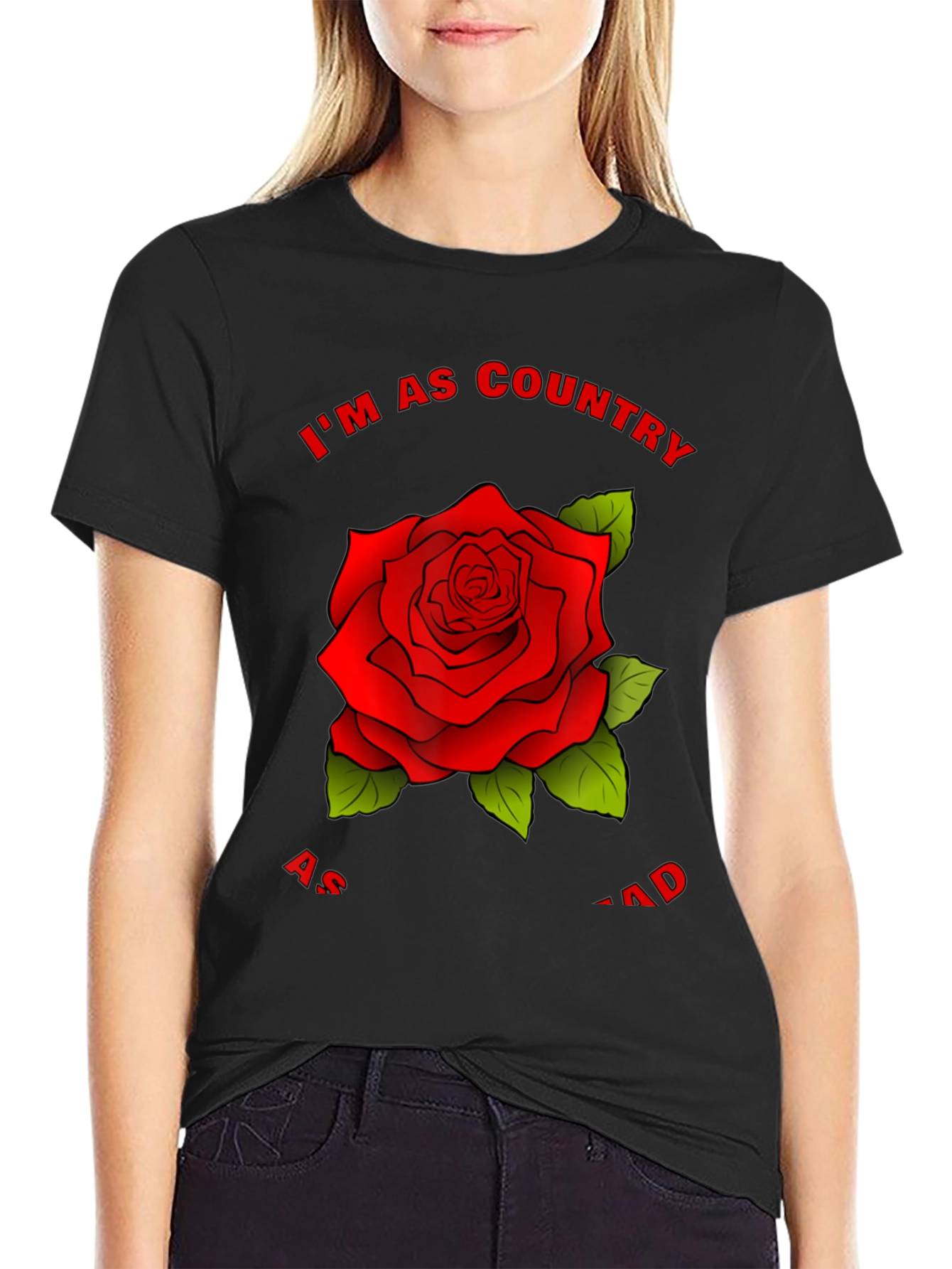 Country Rose Graphic Tee - Stylish Black T-Shirt